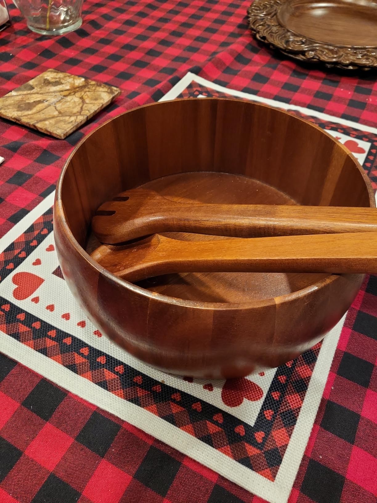 Gibson Home Sherwood 3-Piece Acacia Wood Salad Bowl Set, 32 Quart Large Serving Bowls, Natural Finish, Durable & Eco-Friendly customer photo 2