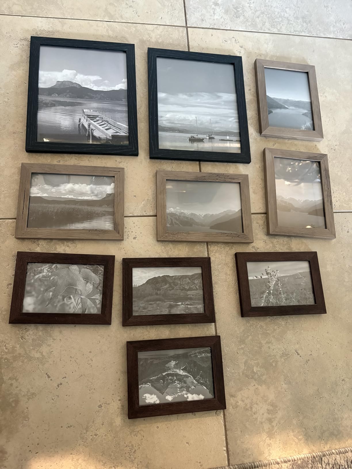 SONGMICS Collage Picture Frames, Set of 10, Glass | Photo Frame, Wall Gallery Decor, Table Display, Two 8 x 10, Four 5 x 7, Four 4 x 6, Rustic Brown, KAVI Collection URPF010X01 customer photo 1