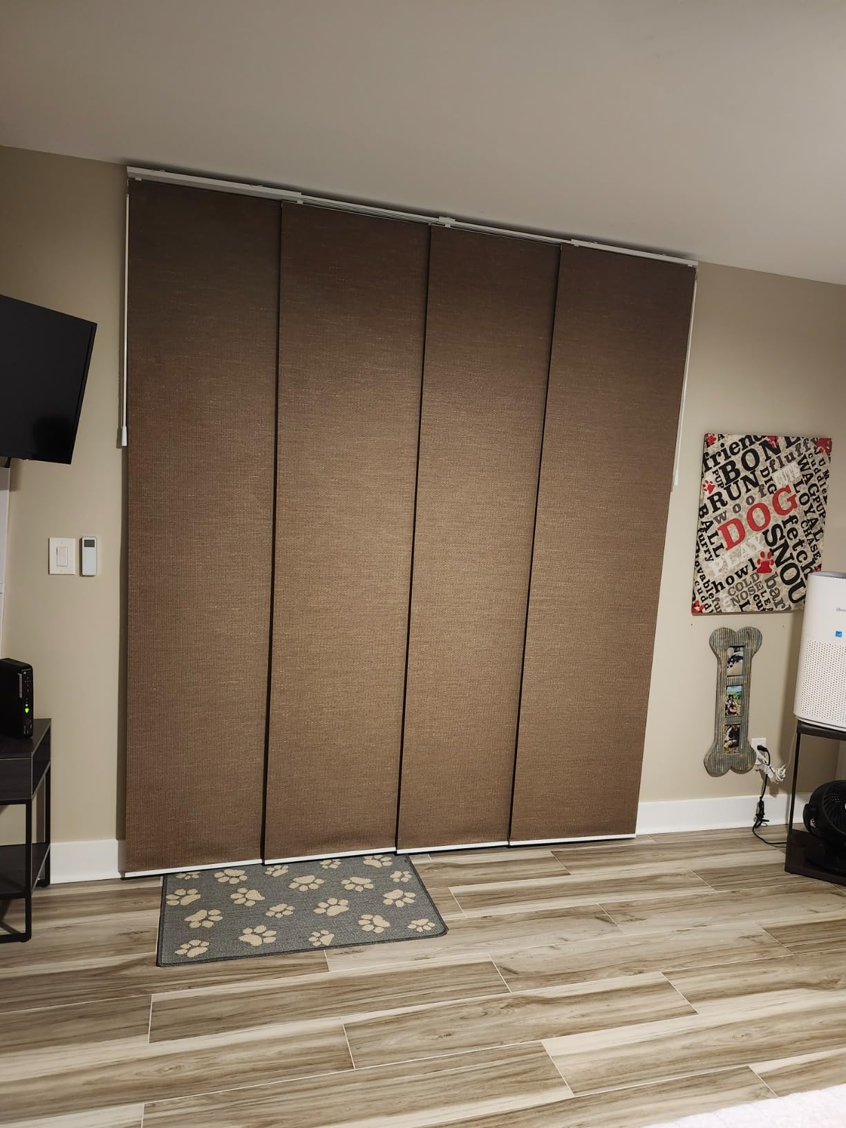 CHICOLOGY Panel Track Blinds, Brown Weave, 86