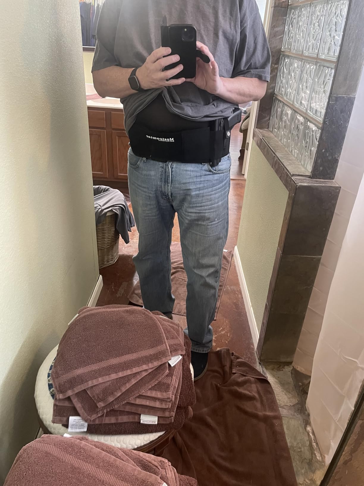 Mostcomtac Belly Band Holster for Men & Women - Breathable Neoprene Gun Holster, Multi-Pocket Tactical Belt for Outdoors, Fits G17-43x, Taurus G3C, G2C and Most 9mm and 380 Handguns customer photo 2