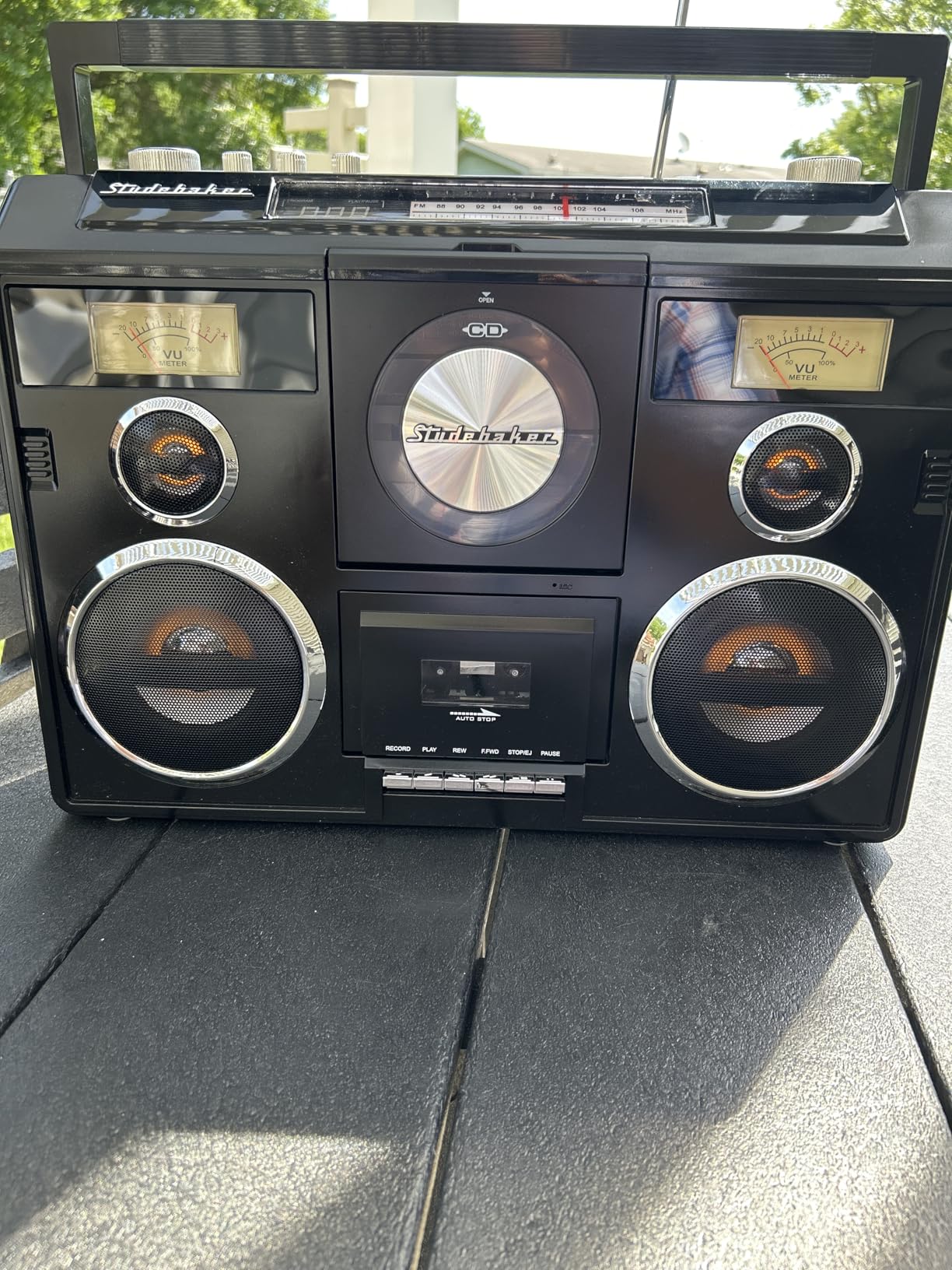 Studebaker Sound Station Portable Stereo Boombox with Bluetooth/CD/AM-FM Radio/Cassette Recorder (Silver) customer photo 2