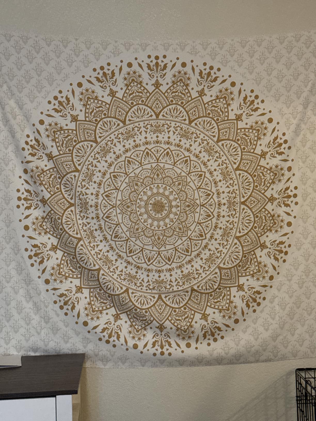 Black Mandala Tapestry Wall Hanging Psychedelic Aesthetic Indian Hippie Bohemian Decor customer photo 2