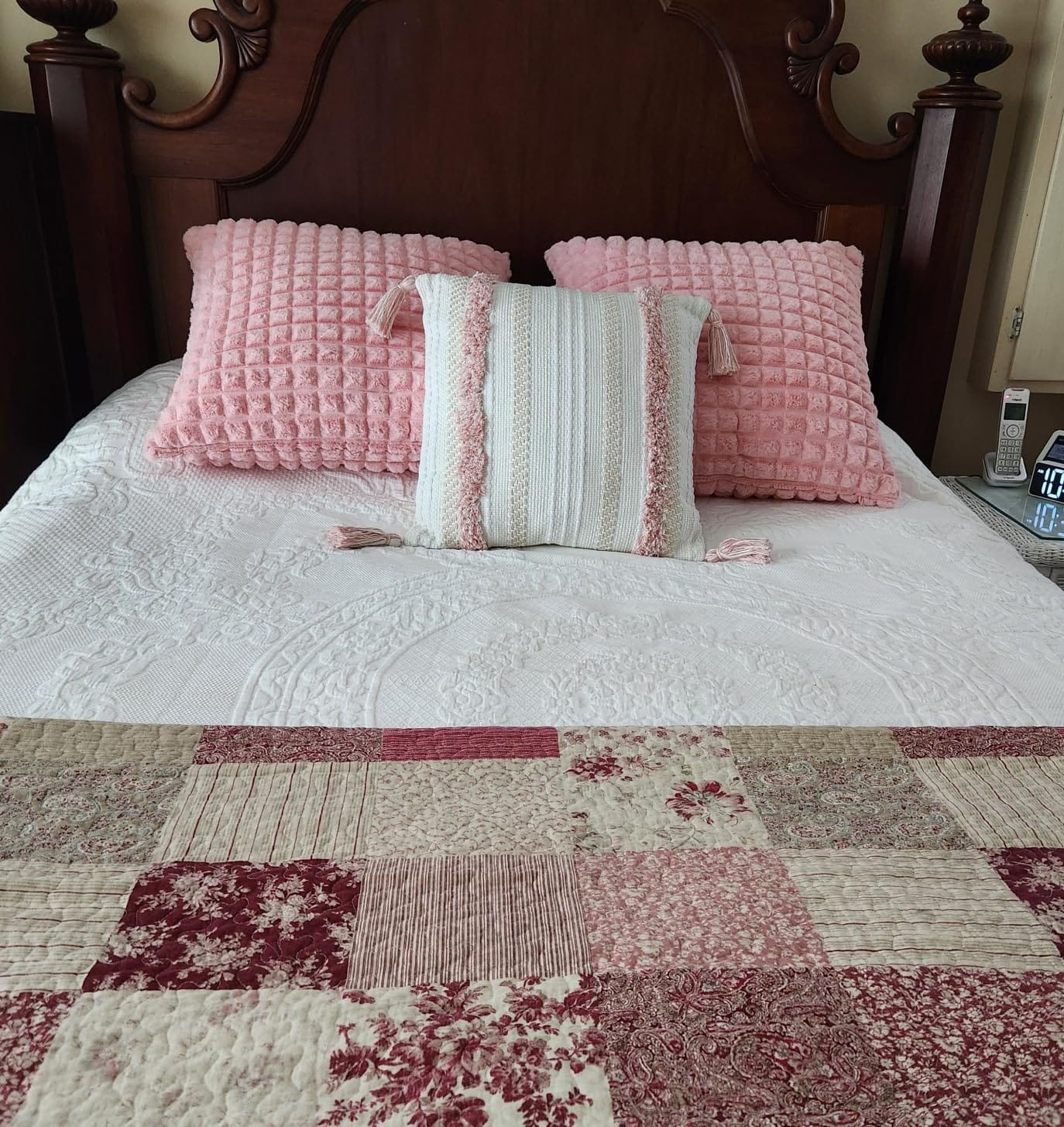 Boho Throw Pillow Covers Tufted Decorative Pillows Cover for Couch Bed Small Lumbar 12 x 20 inch Pillow Cover, Modern Accent Farmhouse Neutral Throw Pillow Case, Pink customer photo 1