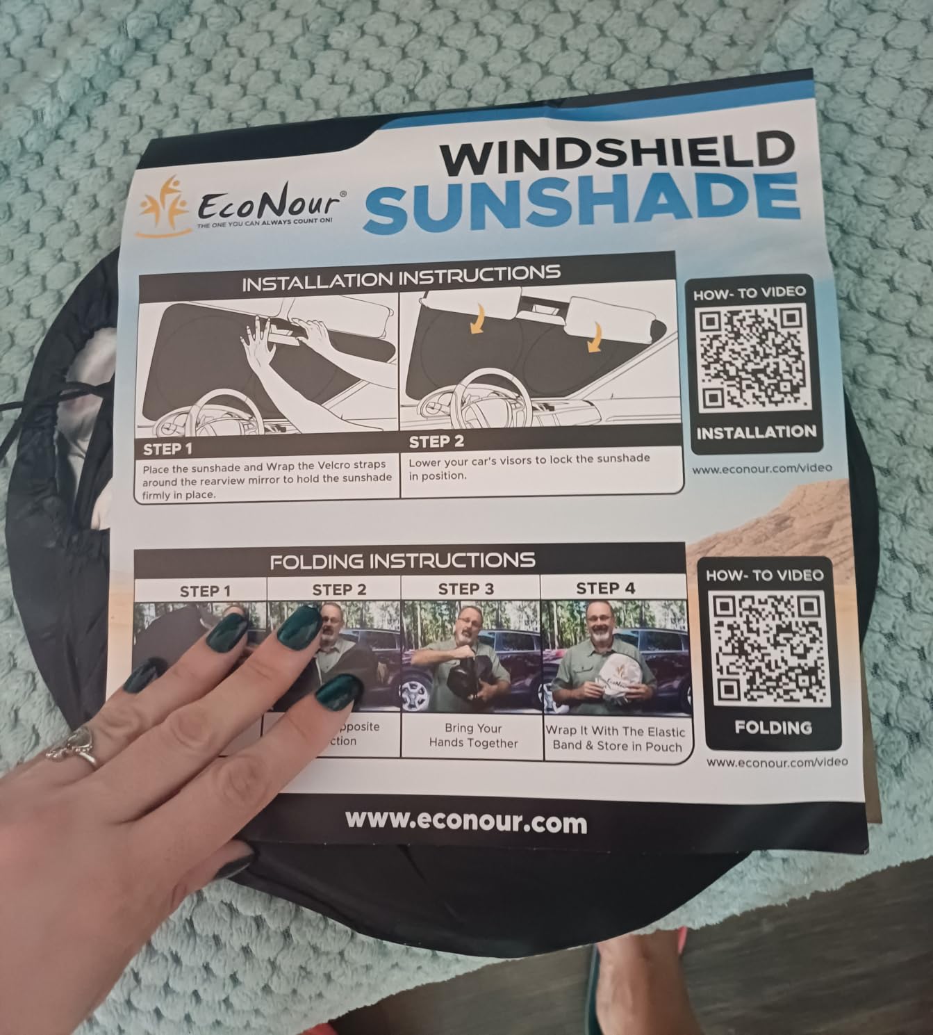 EcoNour Windshield Sun Shade Compatible with Tesla Model 3 & Model Y customer photo 2