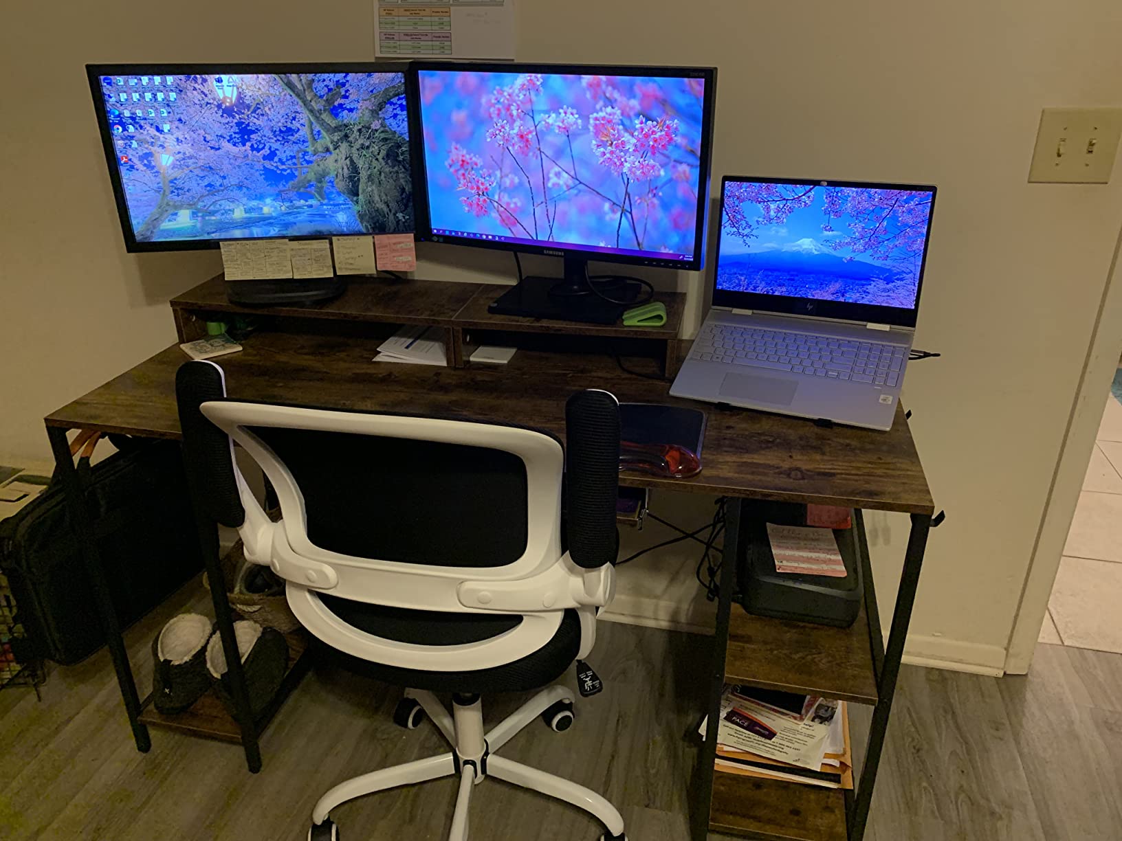 HYPIGO Computer Desk with Keyboard Tray, 55 Inch Music Studio Desk Music Production Desk with Storage Shelves Monitor Stands and 4 Iron Hooks, Workstation Gaming Table for Home Office customer photo 1