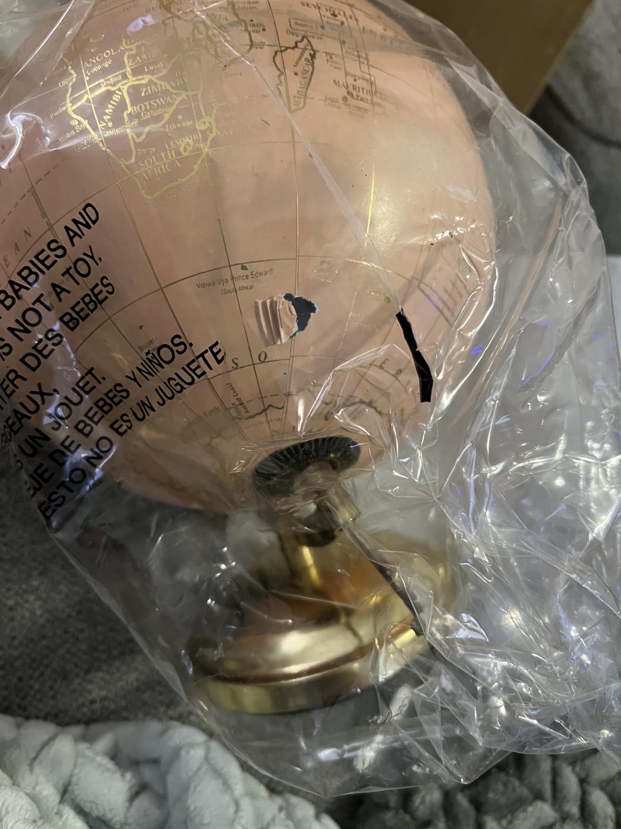 Abbott Collection 57-LATITUDE-18 Spinning Small Decorative Globe, White/Gold, 11