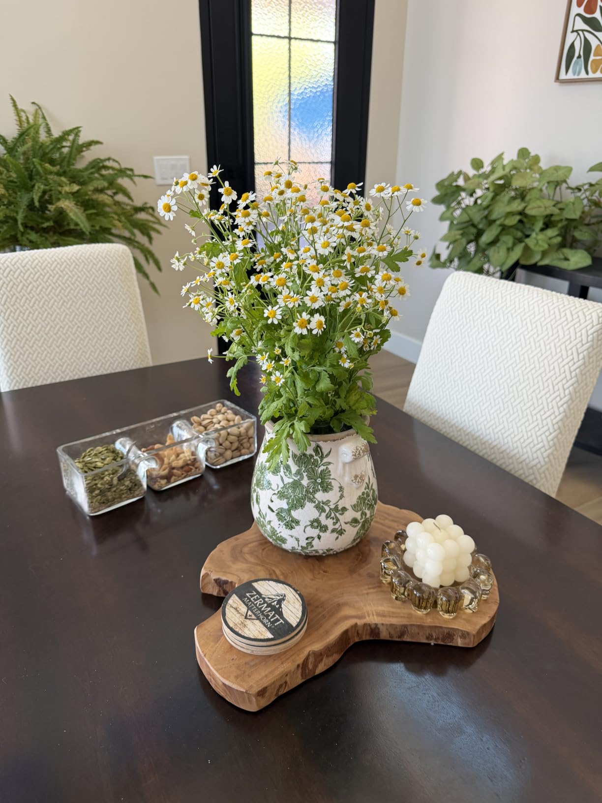 Nearly Natural 6.5 in Tuscan Ceramic Green Floral Scroll Decorative Vase | Quality Ceramic, Indoor Home Decor, Ideal for Centerpieces, Tables, Small Flower Vases customer photo 1