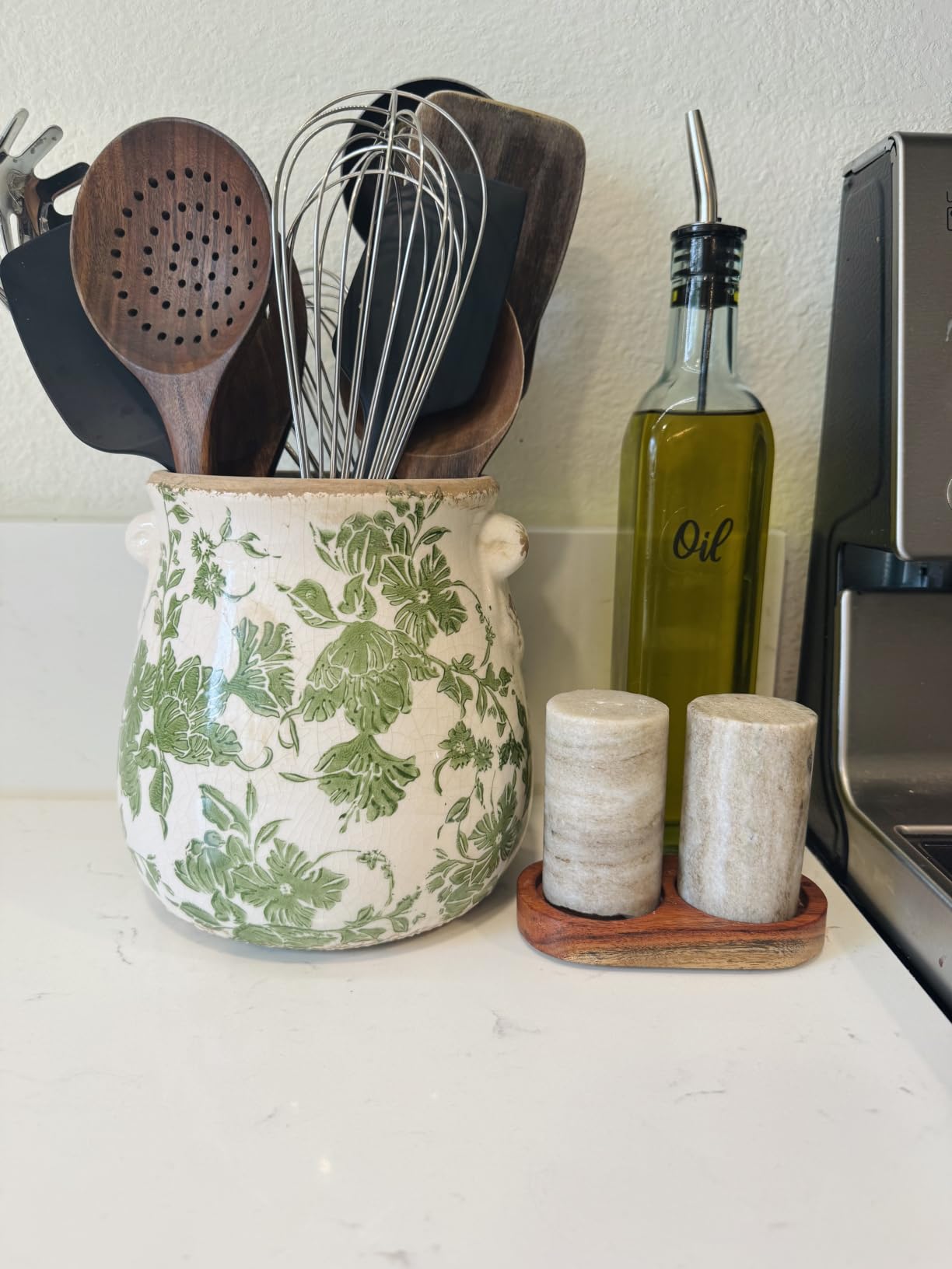 Nearly Natural 6.5 in Tuscan Ceramic Green Floral Scroll Decorative Vase | Quality Ceramic, Indoor Home Decor, Ideal for Centerpieces, Tables, Small Flower Vases customer photo 2