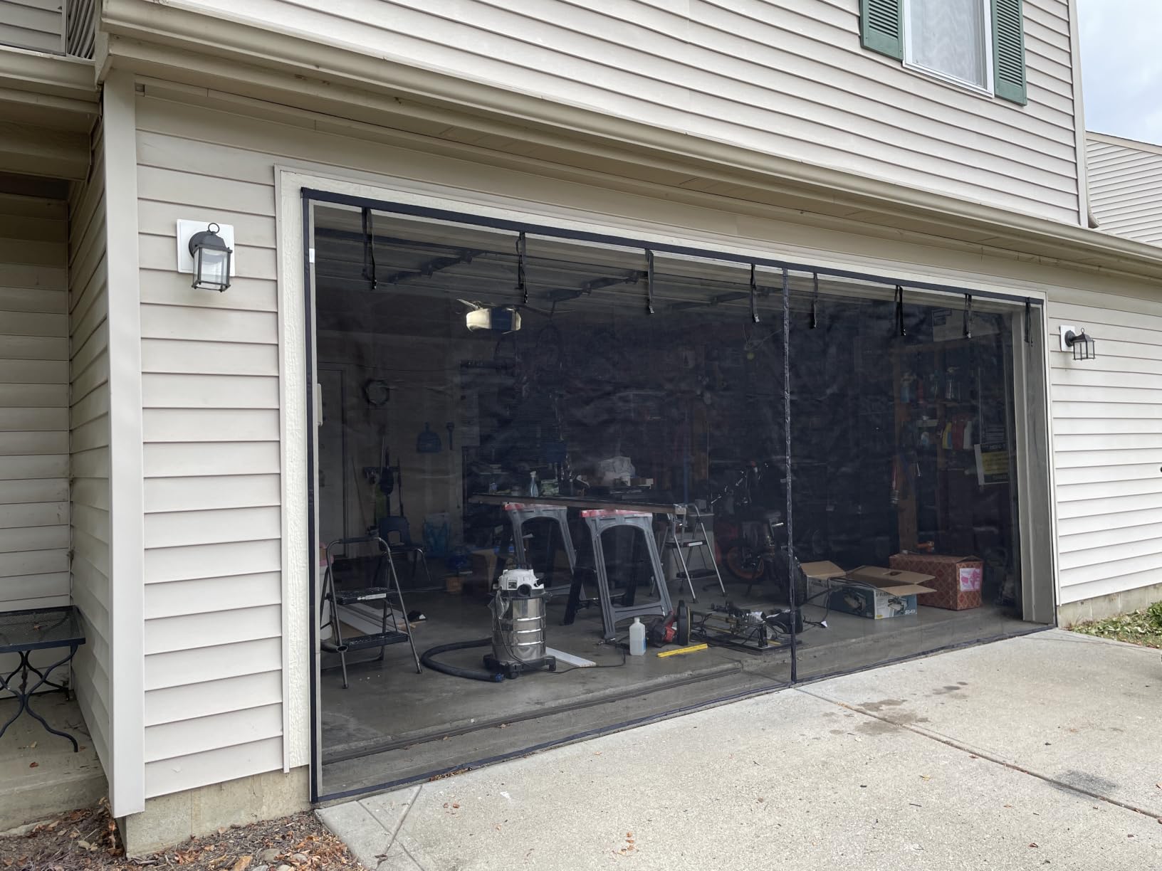 FEGO Garage Door Screen 16x7FT, Magnetic Screen Door with Retractable Fiberglass Mesh and Heavy Duty Weighted Bottom, Easy Assembly & Pass, Hands Free w/ 40 Magnets for 2 Car Garage/Patio/Small Shop customer photo 1