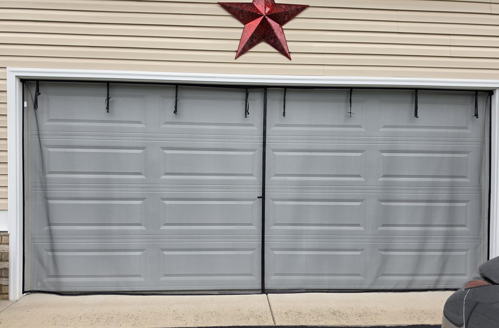 FEGO Garage Door Screen 16x7FT, Magnetic Screen Door with Retractable Fiberglass Mesh and Heavy Duty Weighted Bottom, Easy Assembly & Pass, Hands Free w/ 40 Magnets for 2 Car Garage/Patio/Small Shop customer photo 2