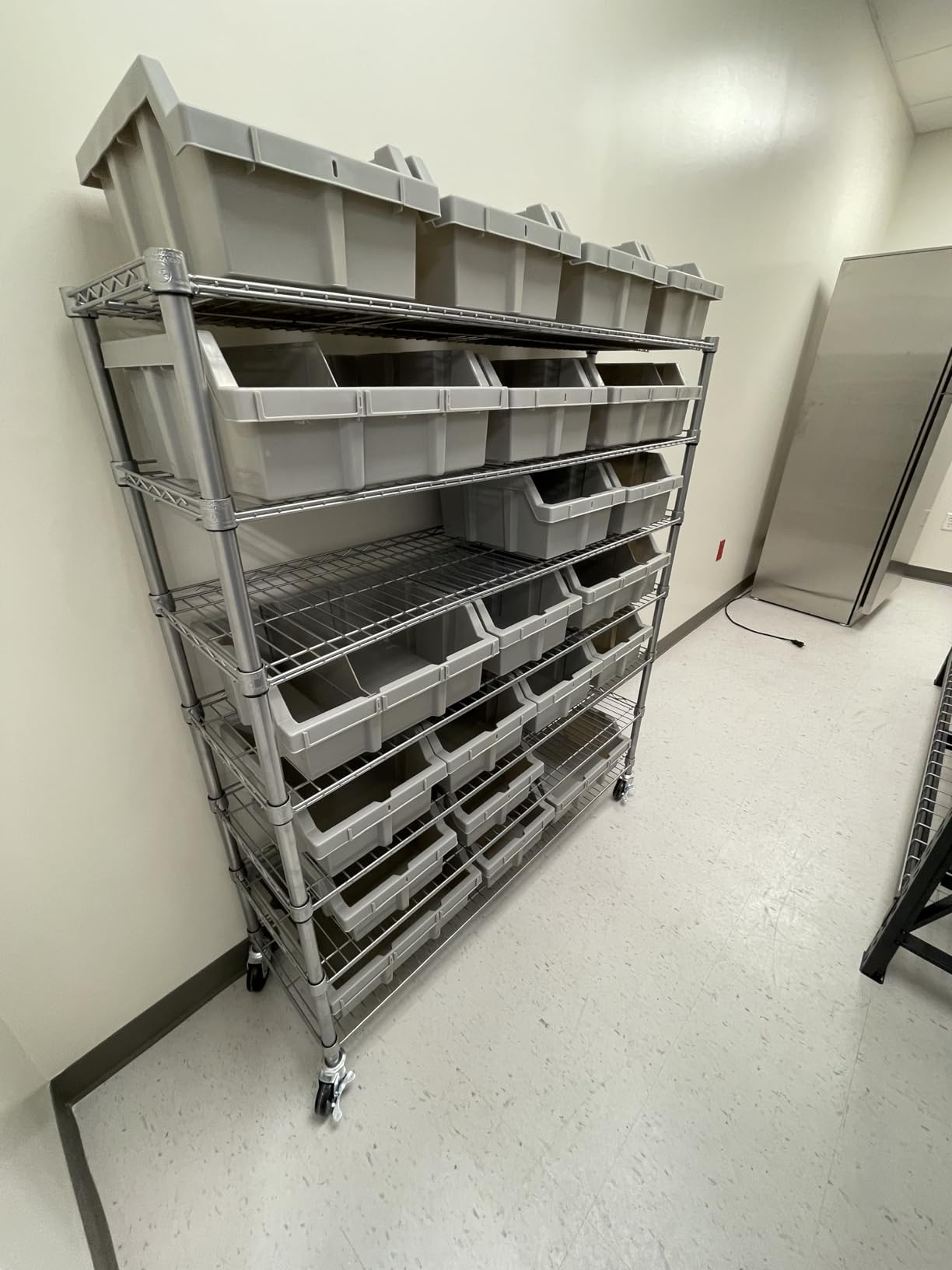 7-Tier NSF 21-Bin Steel Wire Shelving Rack, 48