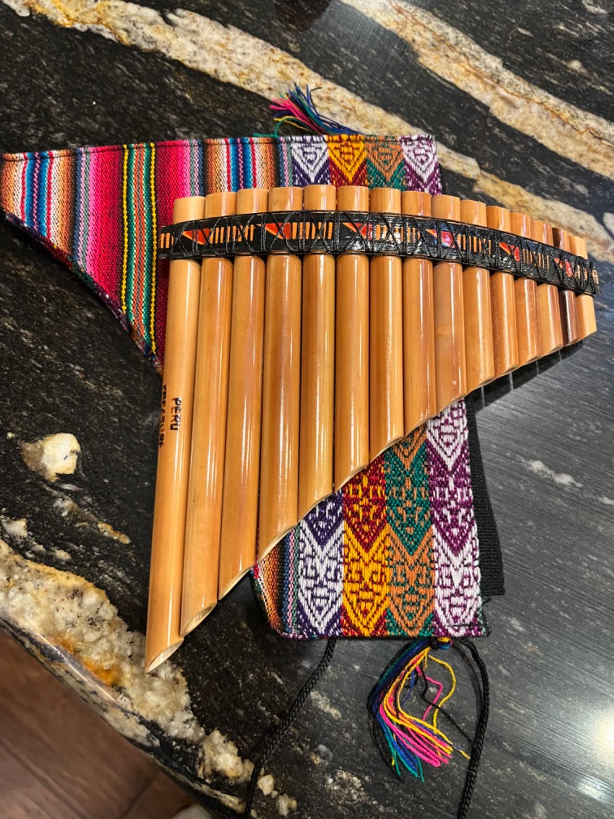 Pan Flute 15 Pipes Tunable Natural Bamboo From Peru Case Included (Brown) customer photo 2
