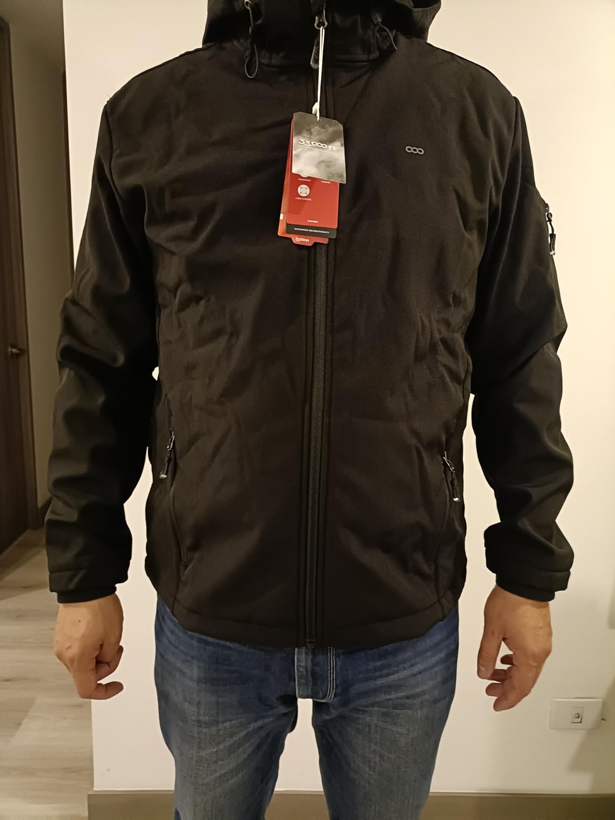 33,000ft Men's Hooded Fleece Lined Rain Shell Jacket Waterproof Lightweight customer photo 2
