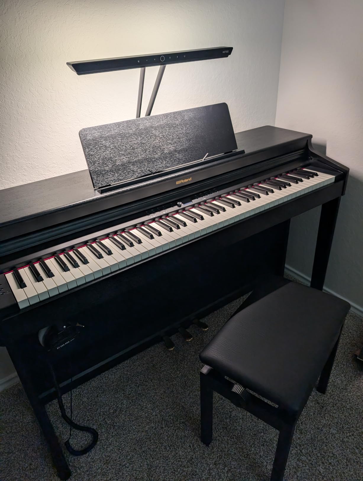 Professional LED Piano Lights for Upright Piano - Piano Lamps with Ambient Light, Favorite Mode, Eye-Care, 5 Levels Color Temperatures, 5 Levels Dimming, Steady Base, Black(Updated Version) customer photo 2