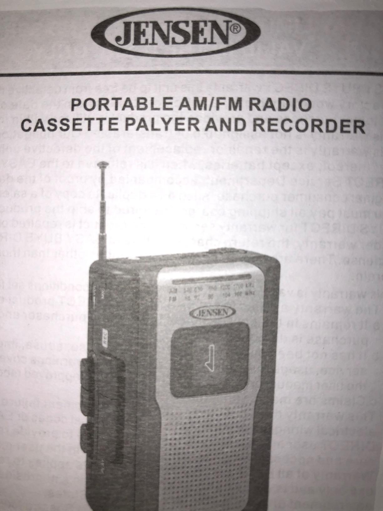 Jensen CR-100 Vintage Portable Personal Cassette/Recorder Tape Player with AM-FM Radio Built-in Speaker & Microphone, Headphone Jack Input - Teal Limited Edition customer photo 1