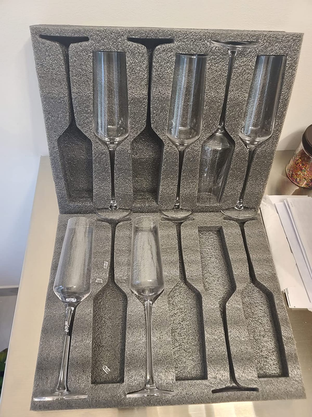 Chouggo Champagne Flutes Glass Set of 6, Hand Blown Glasses - Hand Crafted by Artisans - Premium Crystal - Gift for Birthday, Wedding, Anniversary, Christmas - 8oz, Clear customer photo 2