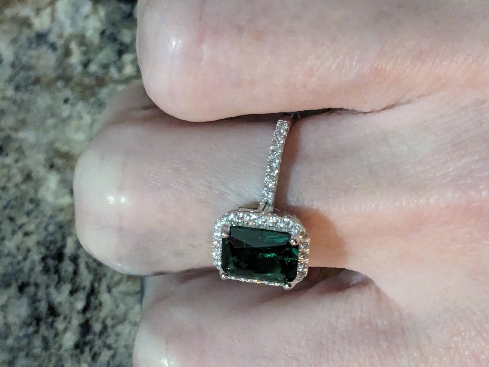 925 Sterling Silver Emerald Engagement Ring for Women, Size 5-10 customer photo 1