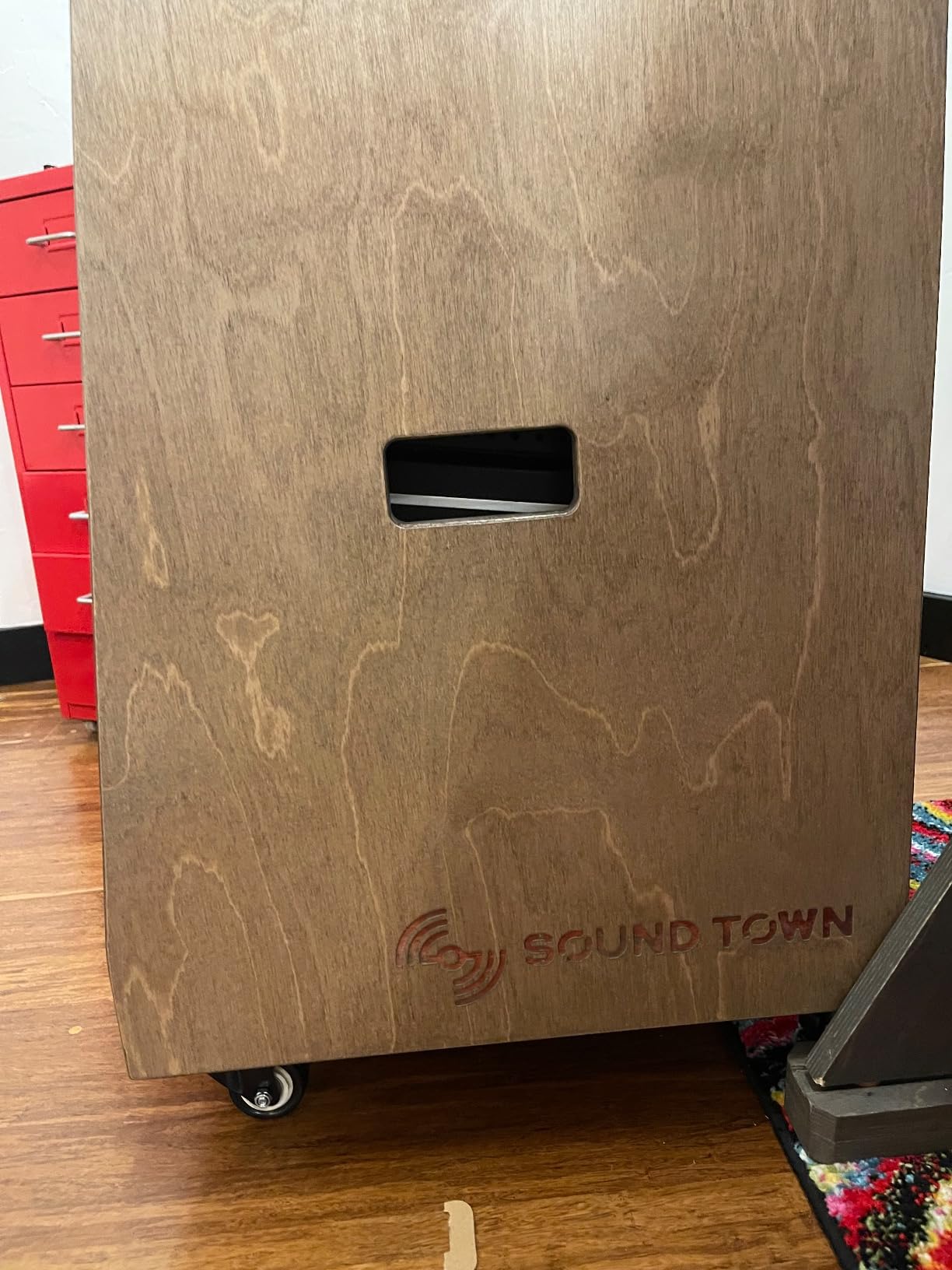 Sound Town DIY Solid Baltic Birch Plywood Slanted 12U Studio Rack, Weathered Brown, Rubber Feet, Casters (SDRK-12TB) customer photo 1