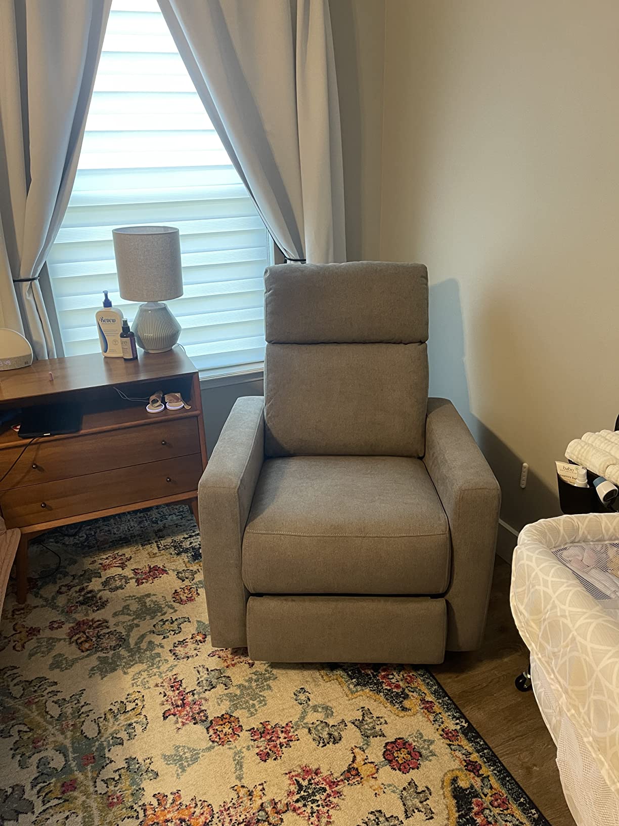 Nurture& The Glider Premium Power Recliner Nursery Glider Chair with Adjustable Head Support - Built-in USB Charger (Navy) customer photo 1