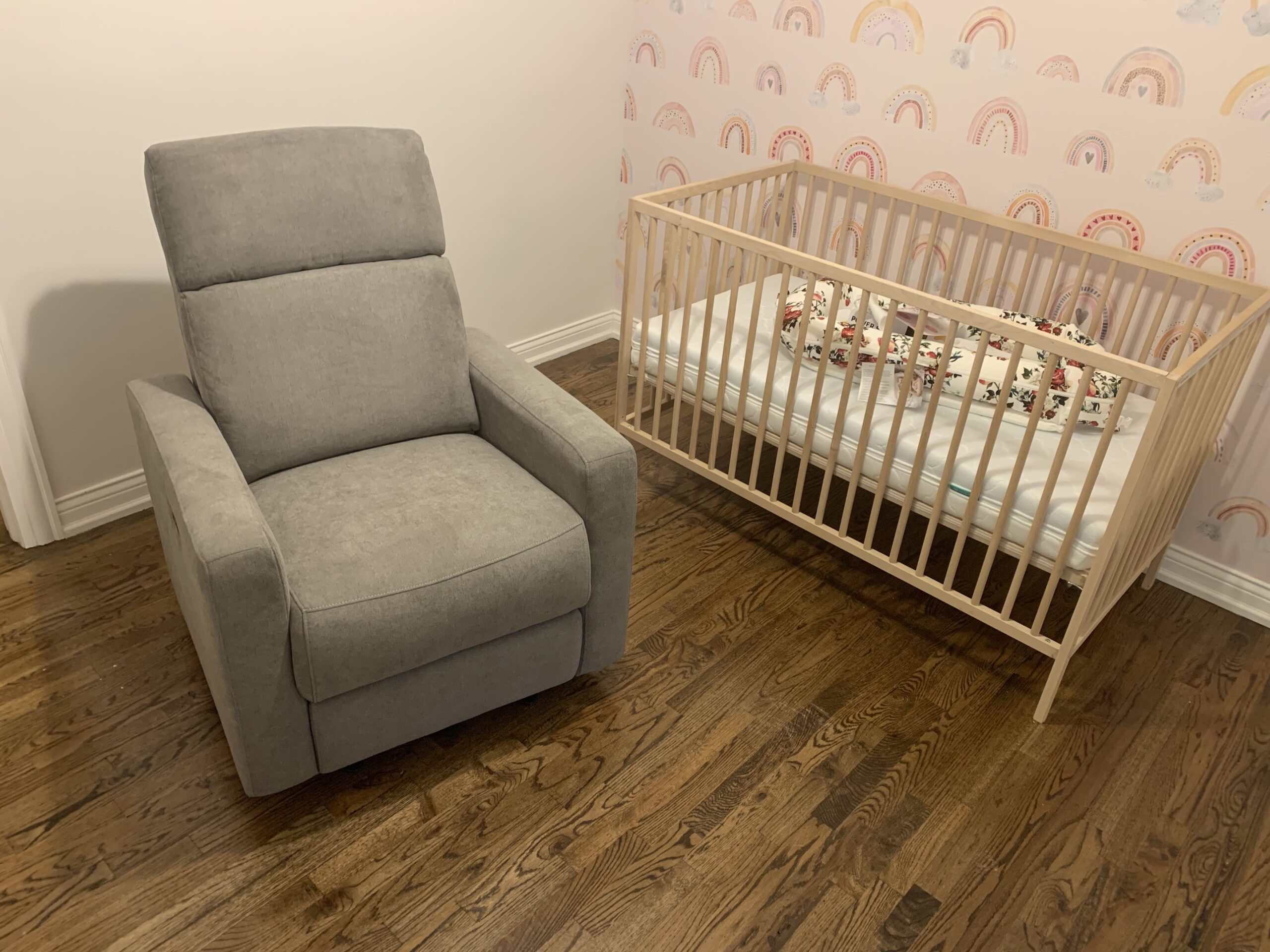 Nurture& The Glider Premium Power Recliner Nursery Glider Chair with Adjustable Head Support - Built-in USB Charger (Navy) customer photo 2