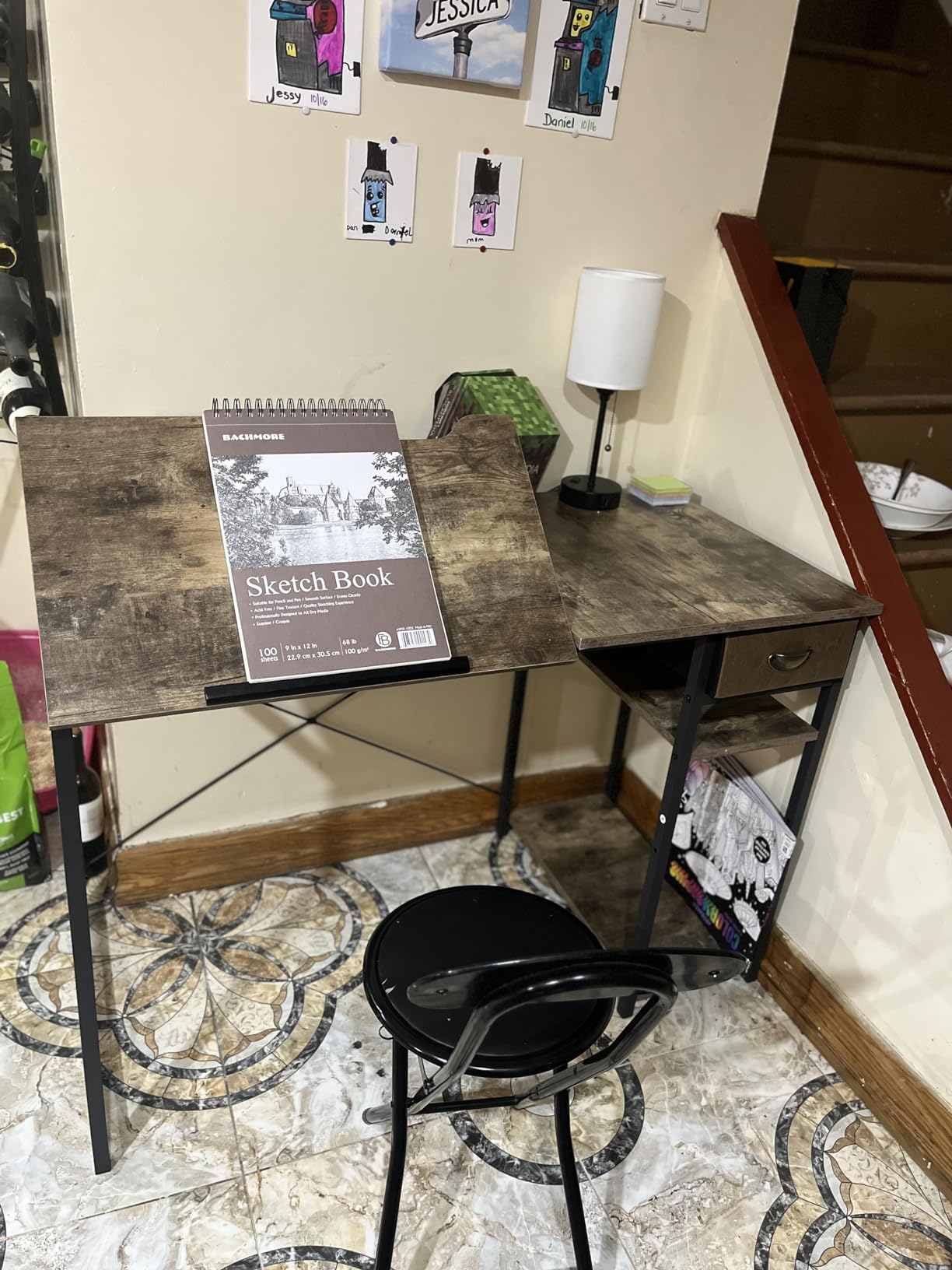 X-cosrack Drafting Table with Storage Shelves & Drawer, 43