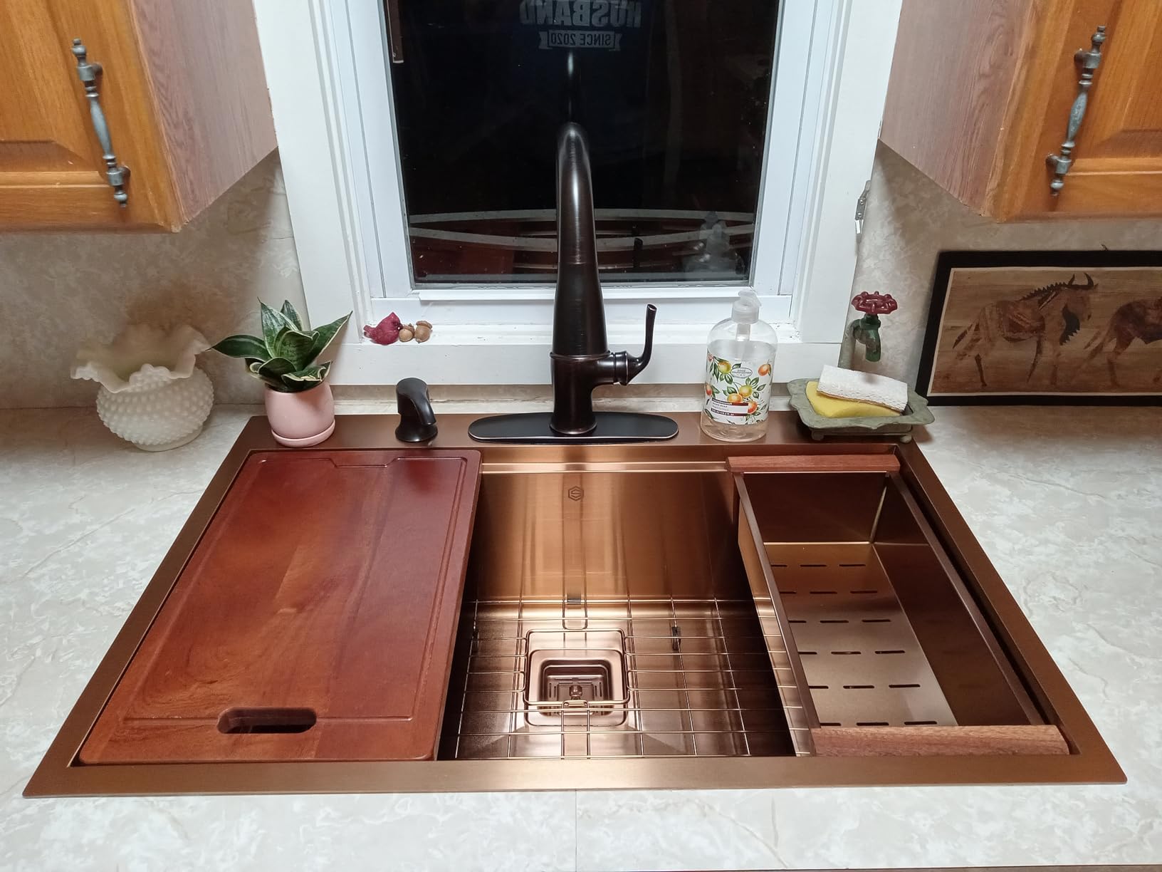 Strictly Sinks 33 Inch Topmount Kitchen Workstation Sink Copper Single Bowl 16 Gauge Stainless Steel Drop In Sink With Colander, Cutting Board, Bottom Grid customer photo 1