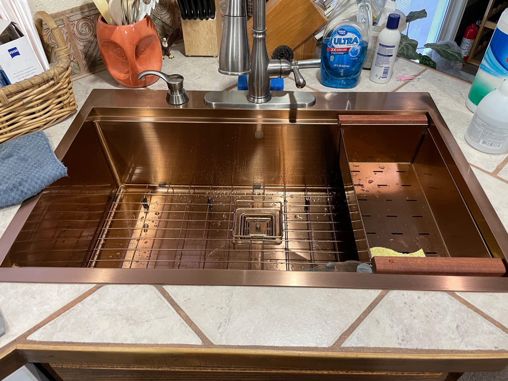 Strictly Sinks 33 Inch Topmount Kitchen Workstation Sink Copper Single Bowl 16 Gauge Stainless Steel Drop In Sink With Colander, Cutting Board, Bottom Grid customer photo 2
