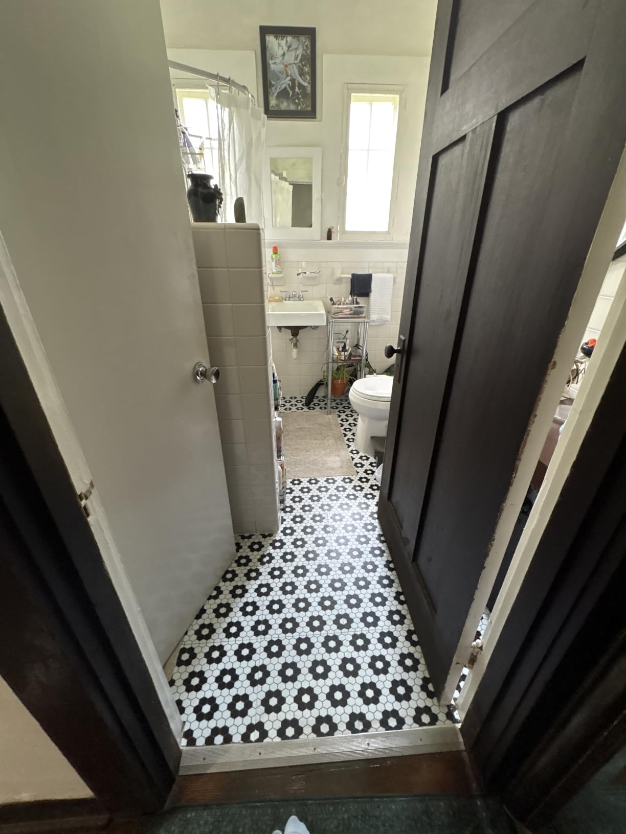 FloorPops Black Biscotto Peel & Stick Floor Tiles, FP3931 customer photo 2