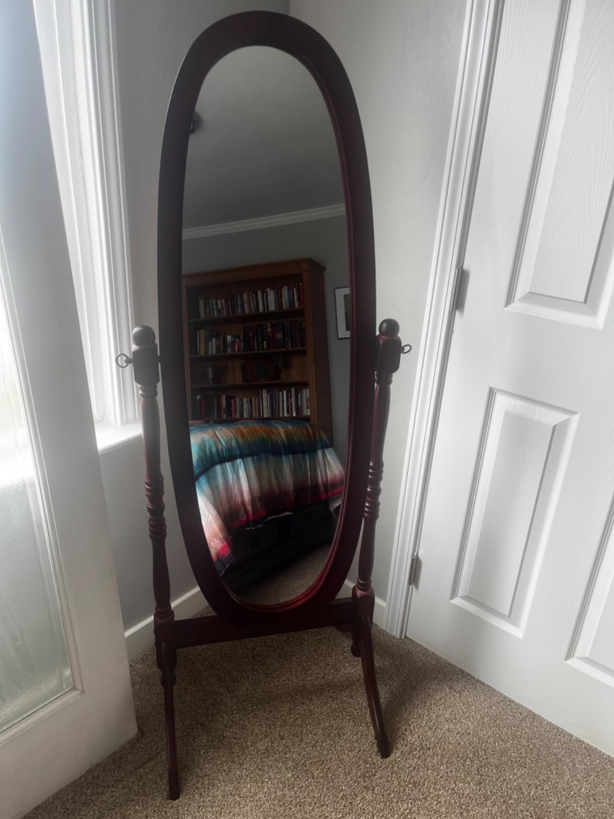 GTU Furniture Swivel Adjustable Full-Length Oval Wood Cheval Floor Mirror (Cherry) customer photo 1