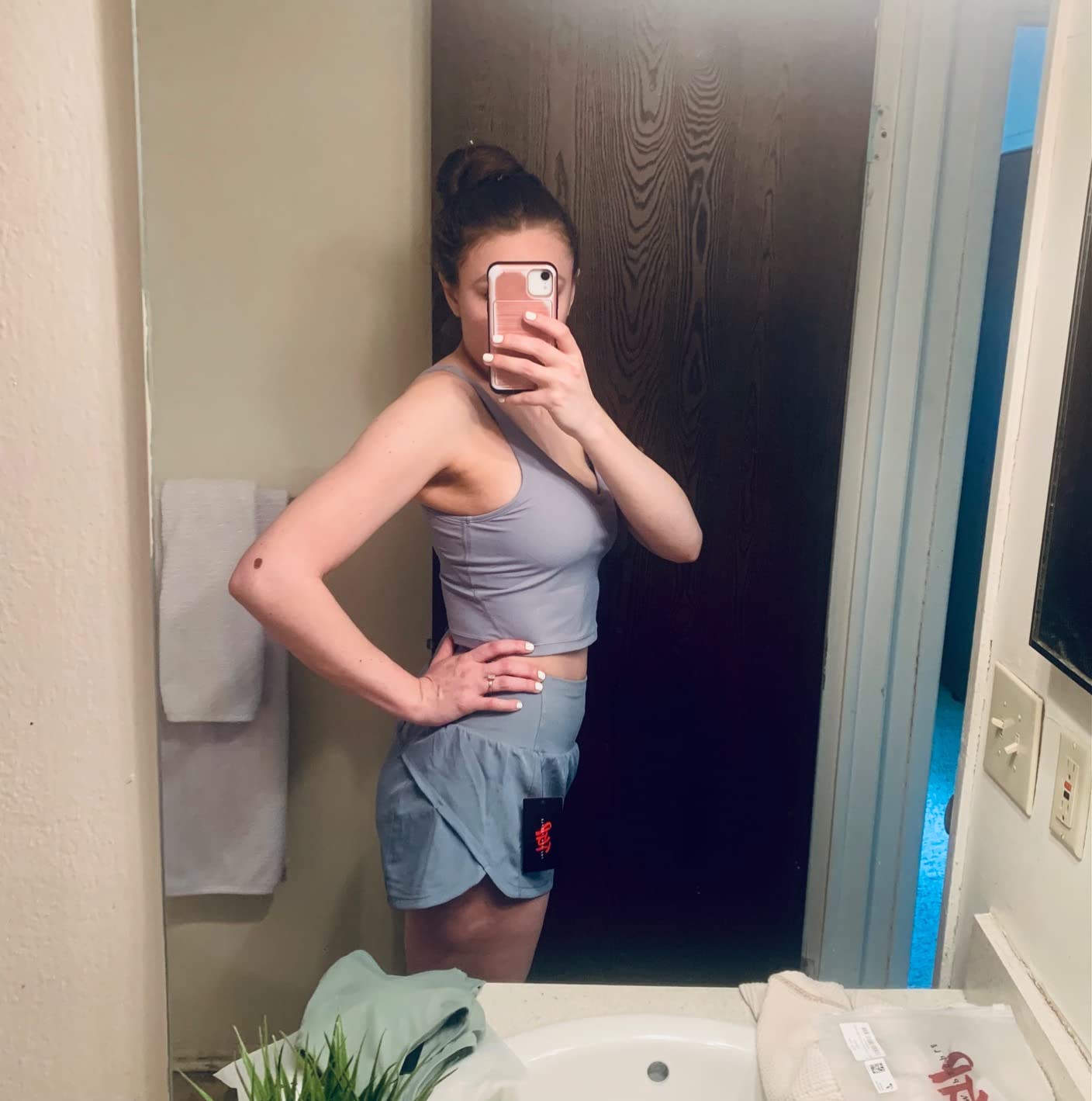 THE GYM PEOPLE Women's High Waisted Running Shorts Quick Dry Workout Shorts customer photo 2