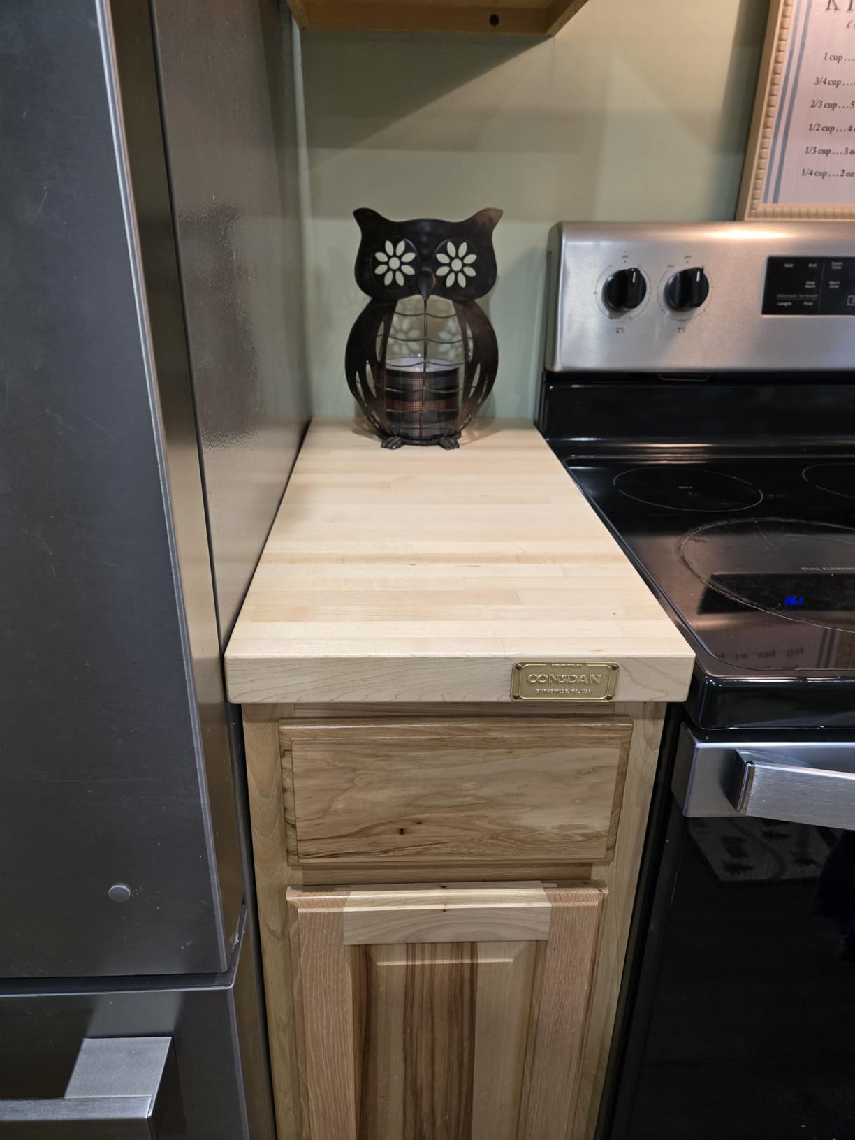 CONSDAN Butcher Block Countertop, 60 x 25 Inches, USA Grown Solid Hard Maple Hardwood, for Kitchen Island, Laundry Room, RV, Camper, Office Desk, Bar Table, Prefinished with Food-Safe Oil, 1.5