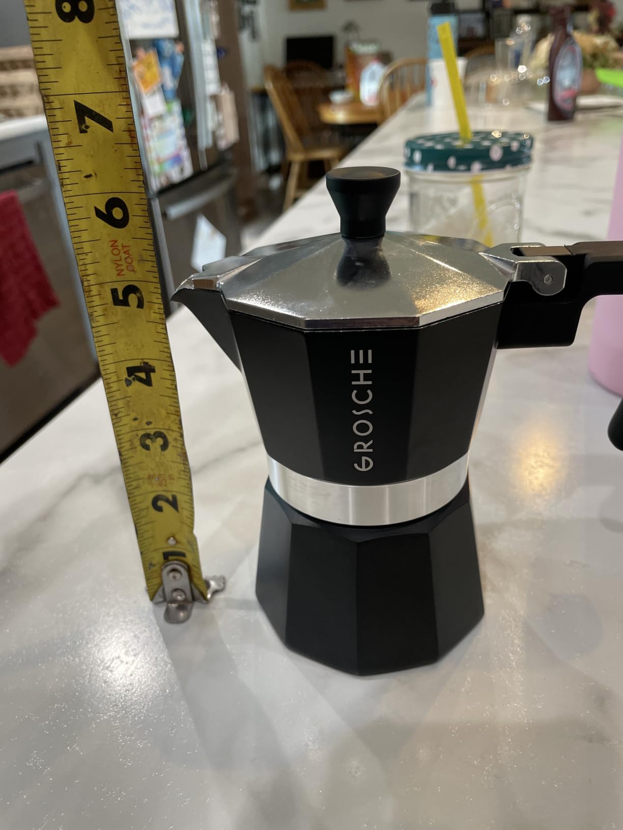 GROSCHE Milano Stovetop Espresso Maker Moka Pot 6 espresso Cup, 9.3 oz Blue | Cuban Coffee Maker And Italian Moka Pot For Stovetop Espresso; For Gas, Electric, And Propane Stoves With A Soft-Touch Handle customer photo 1