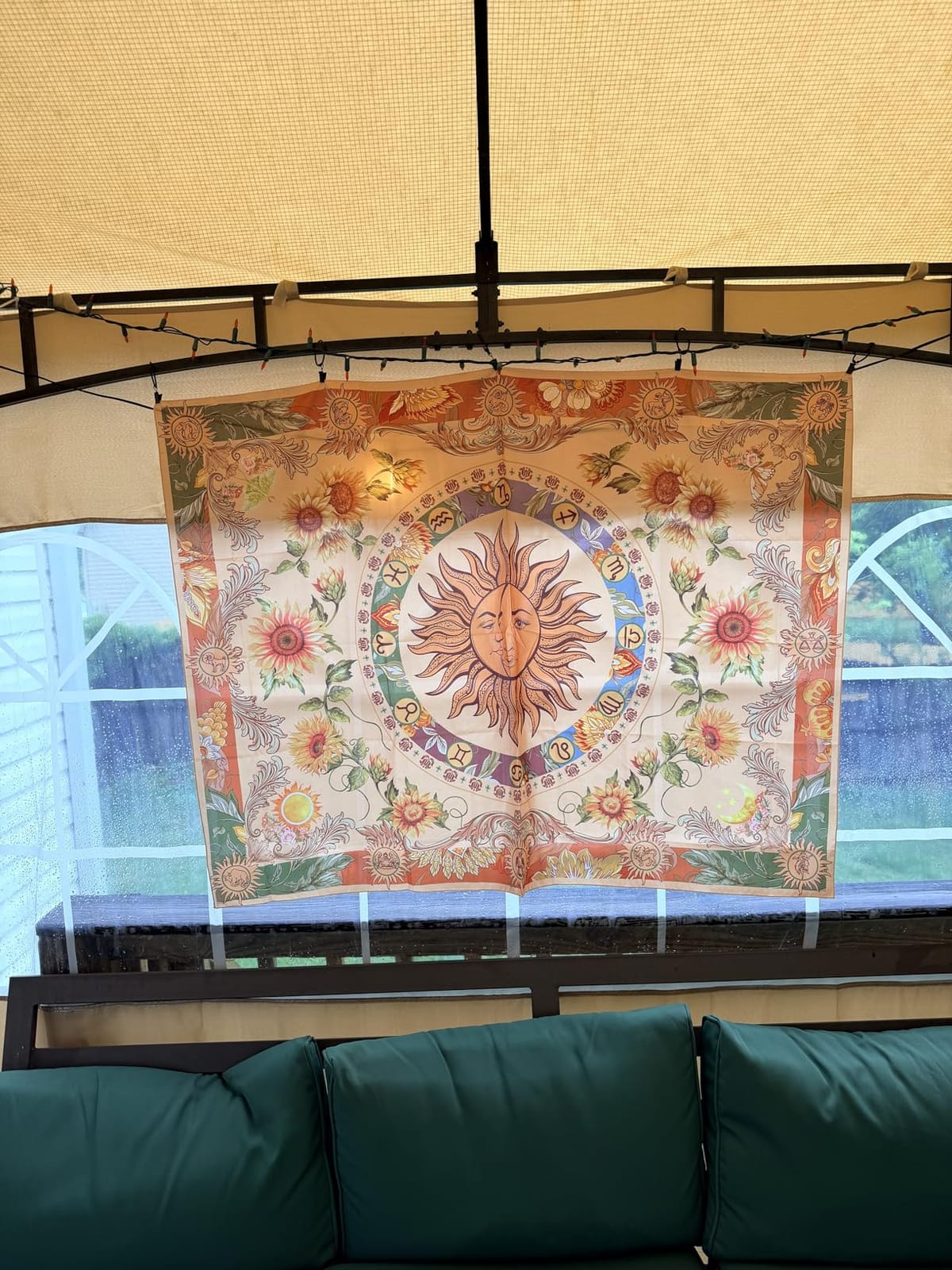 Accnicc Yellow Sun and Moon Tapestry Vintage Indie Boho Tapestry Wall Hanging with Sunflowers Butterfly Moth Constellation Aesthetic Wall Tapestries for Bedroom Dorm Living Room (Orange, 48'' × 36'') customer photo 2