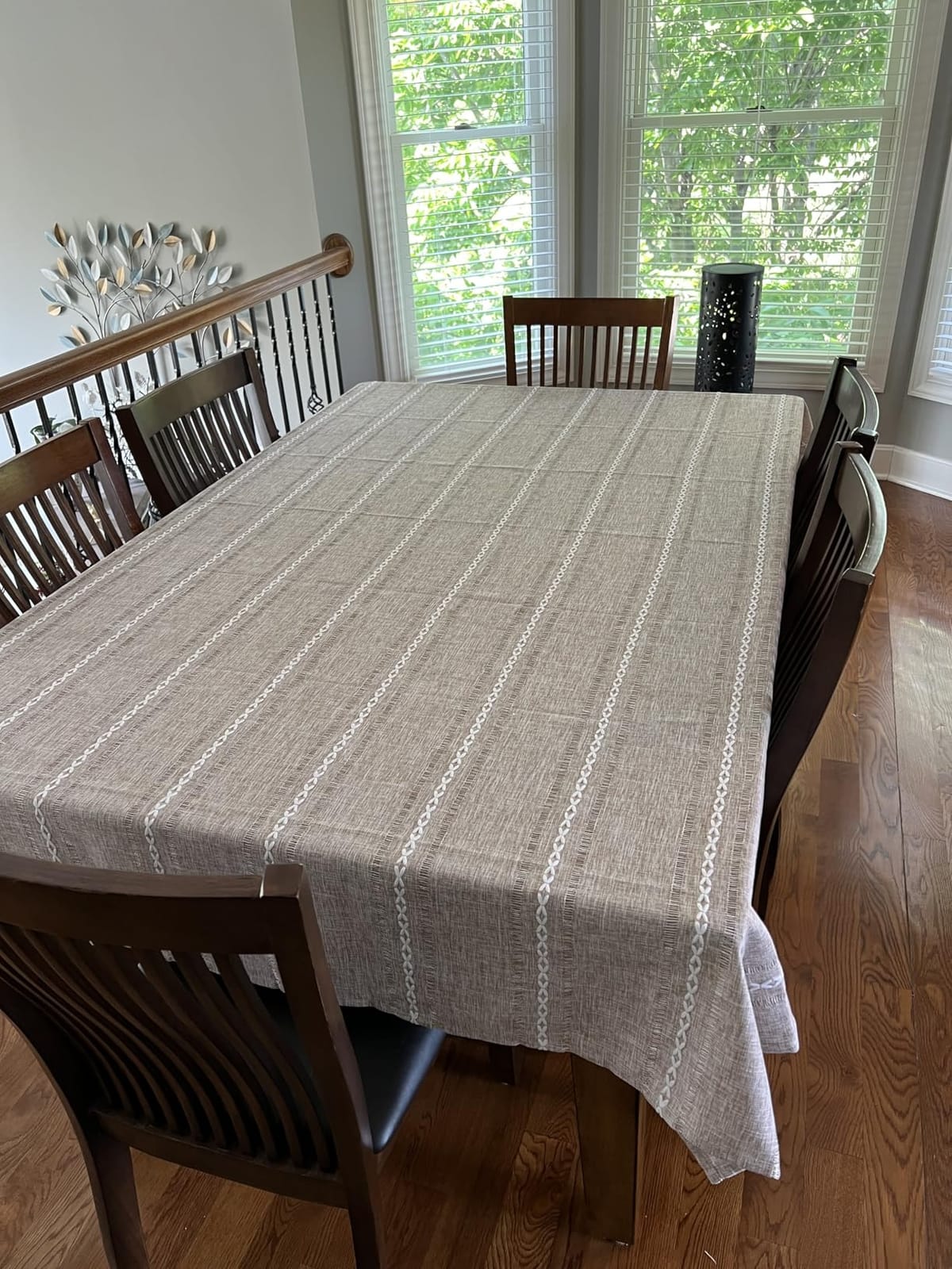 Chassic 60 x 84 inches Farmhouse Style Linen tablecloths, Wrinkle Resistant Washable Dining Room Table Cloths for Rectangle Tables - Hemstitch Light Coffee customer photo 2