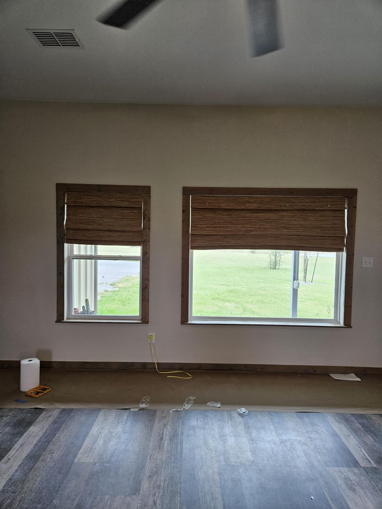 Cordless Roman Shades for Windows, Beige Embroidered Bands Custom Blackout Light Filtering Roman Window Shades customer photo 1