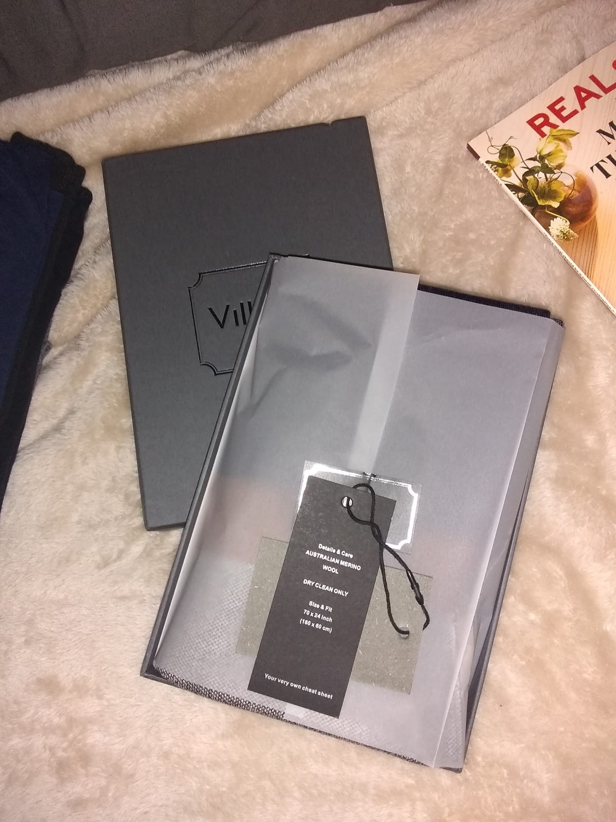 Villand Australian Merino Wool Tartan Knitted Scarf for Men, Plaid Winter Warm Thick Soft Neckwear with Gift Box customer photo 1
