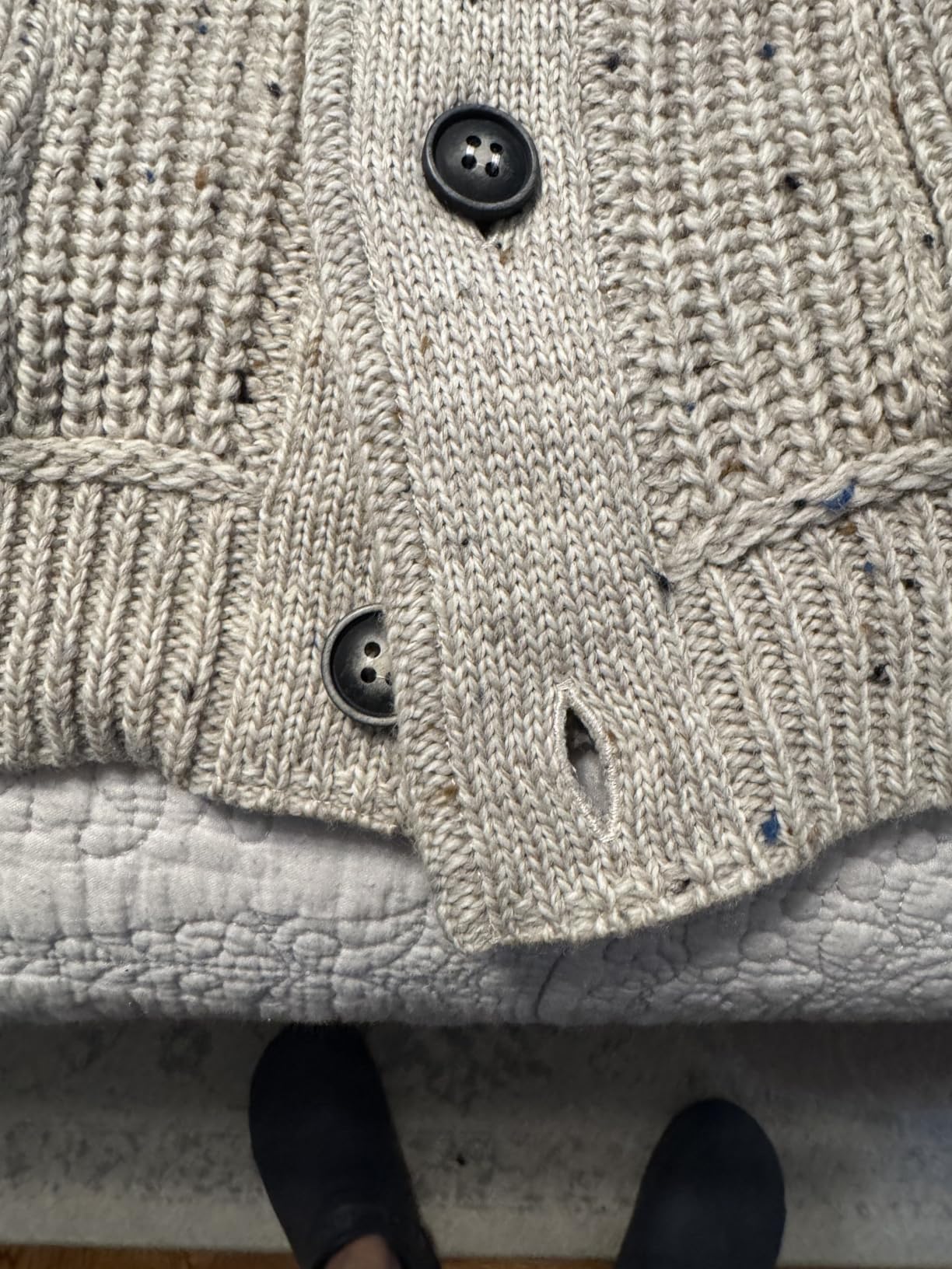 Men's Irish Cable Knitted Ribbed Shawl Cardigan (100% Merino Wool) customer photo 1