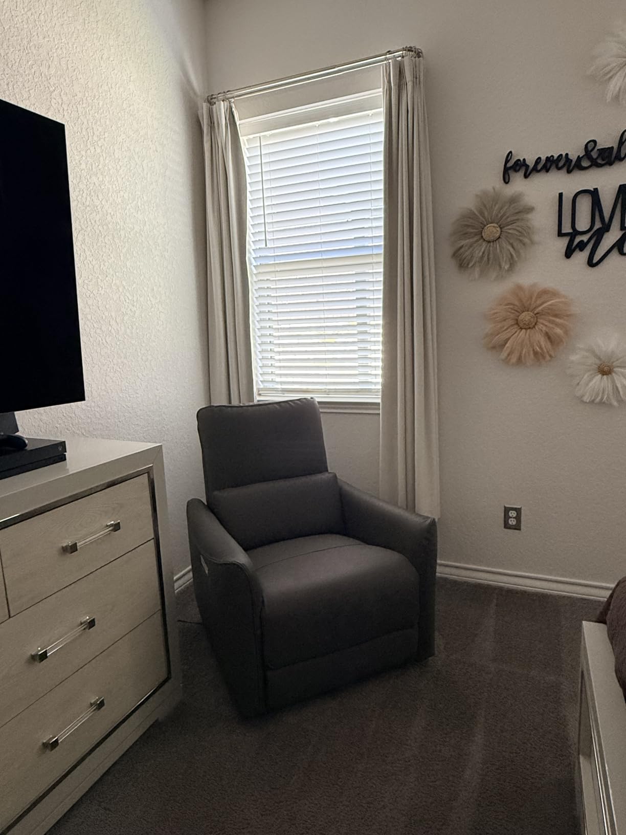 CHITA Power Recliner Chair Swivel Glider, FSC Certified Fabric Living Room Nursery Reclining Sofa Chair with Lumbar Support, Dove Grey customer photo 2