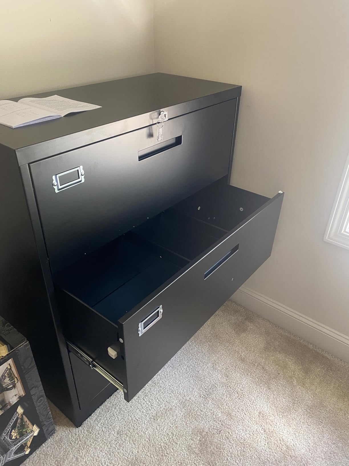 4 Drawer Filing Cabinet with Lock Metal Lateral File Cabinet Office Home Steel Lateral File Cabinet for A4 Legal/Letter Size Wide Metal Cabinet Locked, Assembly Required (4 Drawer, Black) customer photo 1