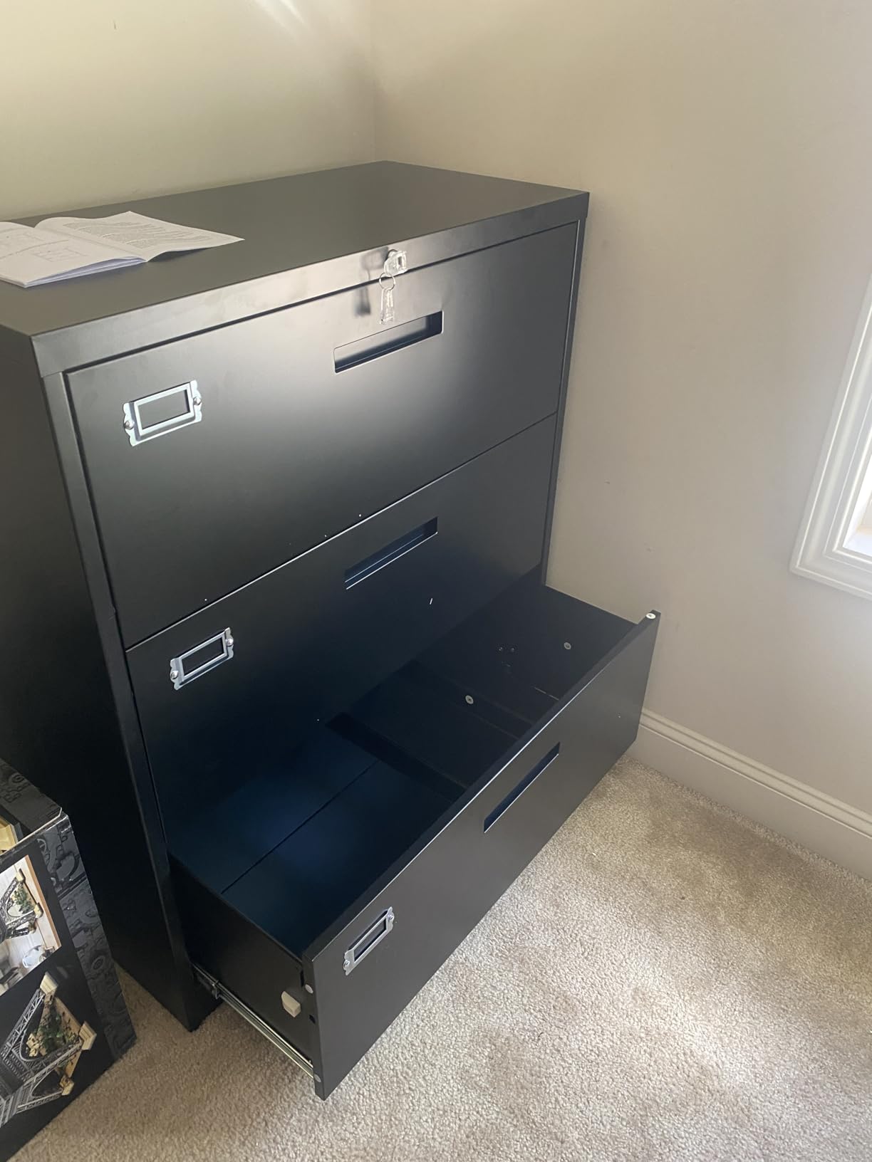 4 Drawer Filing Cabinet with Lock Metal Lateral File Cabinet Office Home Steel Lateral File Cabinet for A4 Legal/Letter Size Wide Metal Cabinet Locked, Assembly Required (4 Drawer, Black) customer photo 2