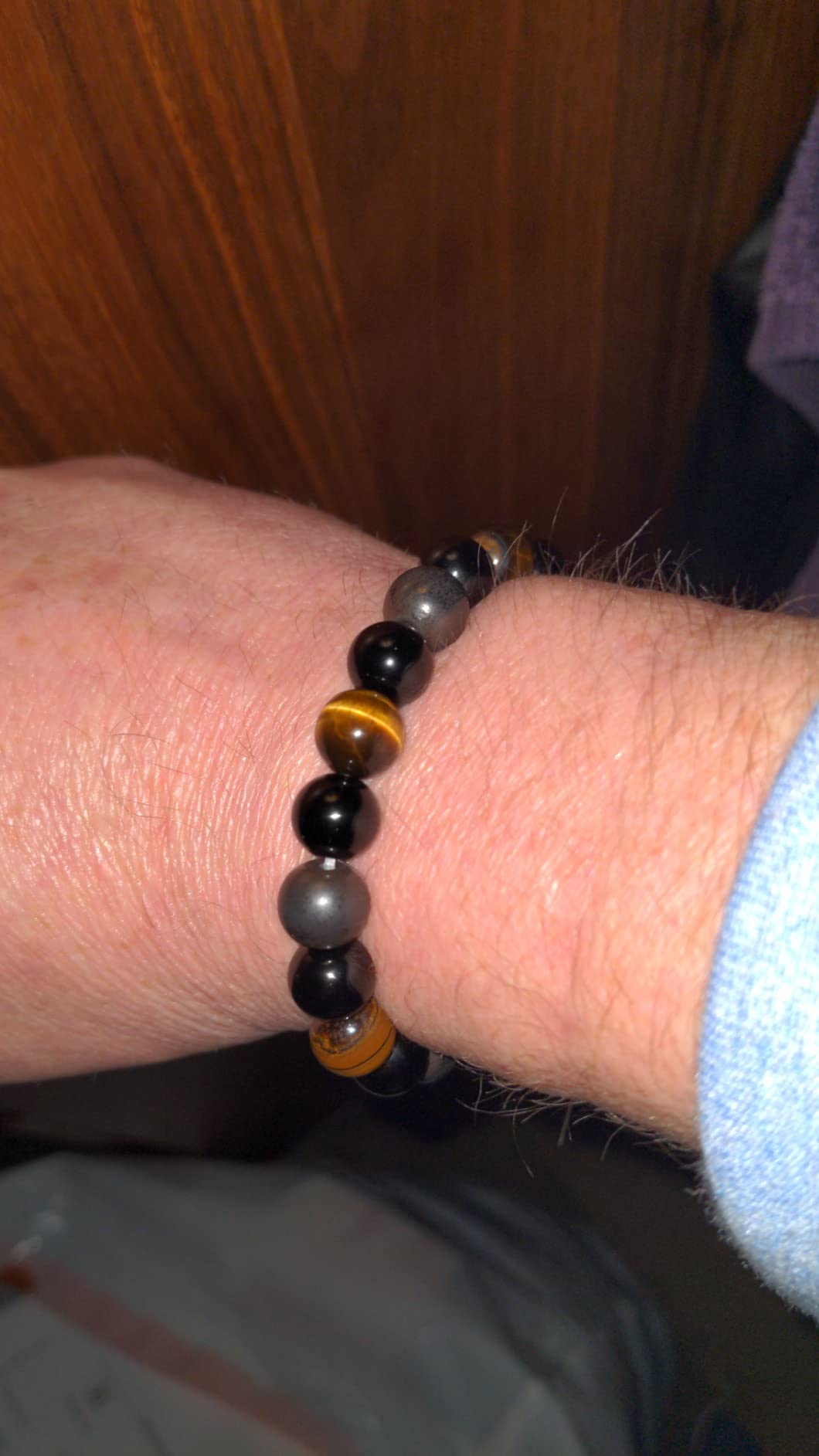 WFJ Black Obsidian Hematite Triple Protection Bracelets Set - Tiger Eye Beaded Natural Stone Bracelet for Men Women Gemstone (10MM) customer photo 2