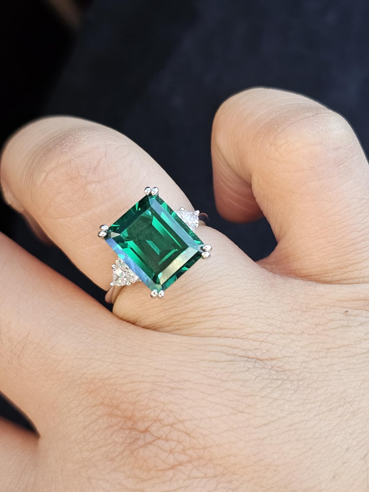 Ross-Simons 6.00 ct. t.w. Simulated Emerald and .19 ct. t.w. CZ Ring in Sterling Silver customer photo 1