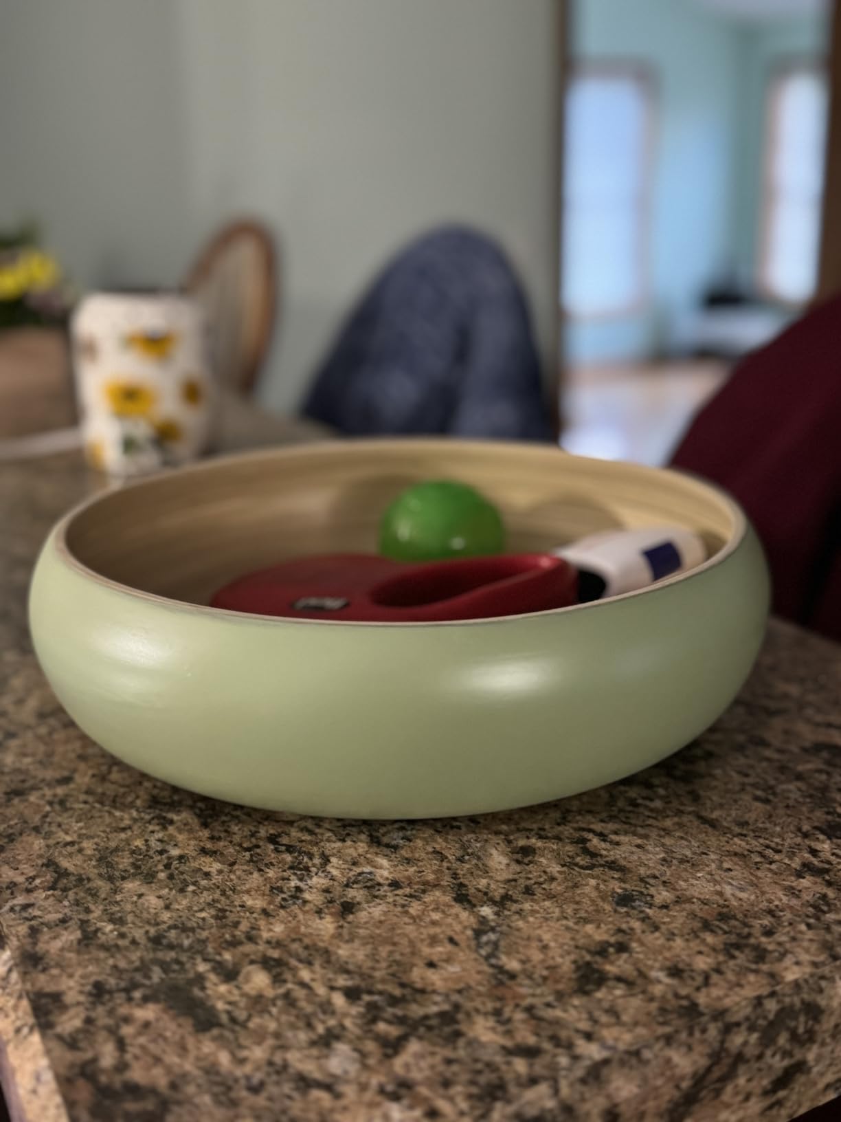 Fruit Bowl for Kitchen Counter - Handmade Spun Bamboo, Large 11.75