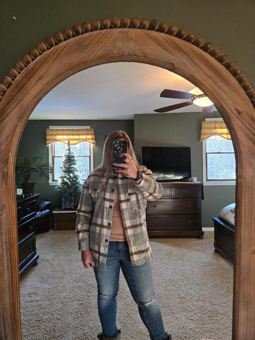 Beaully Women's Flannel Plaid Shacket 2026 Fall Button Down Shirt Jacket customer photo 1