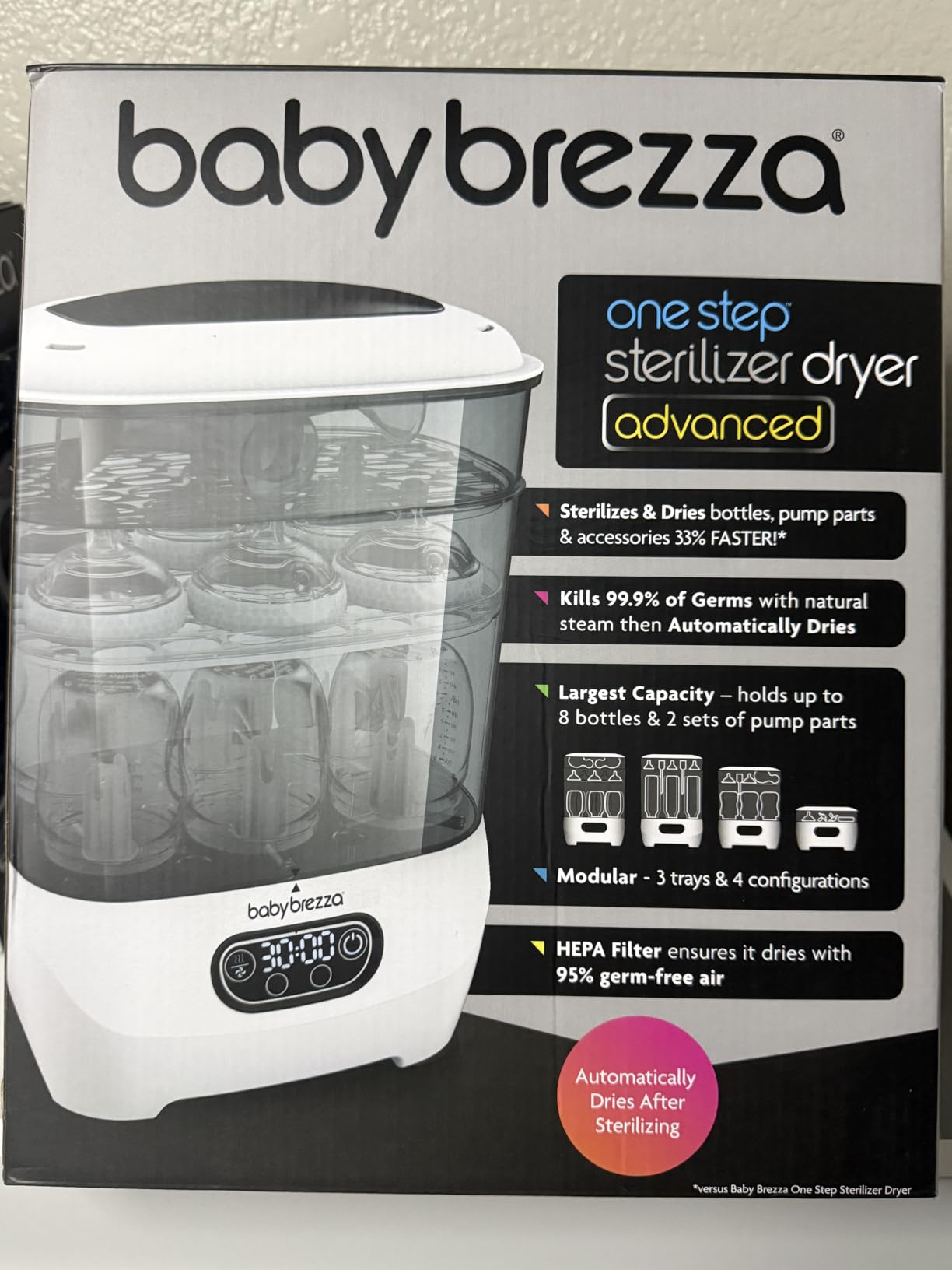 Baby Brezza Bottle Sterilizer and Dryer Advanced - Largest Capacity | 33% Faster Cycle Time - Universal Sterilization Machine for All Bottles + Pump Parts - Steam Sanitizer - HEPA Air Filter customer photo 2