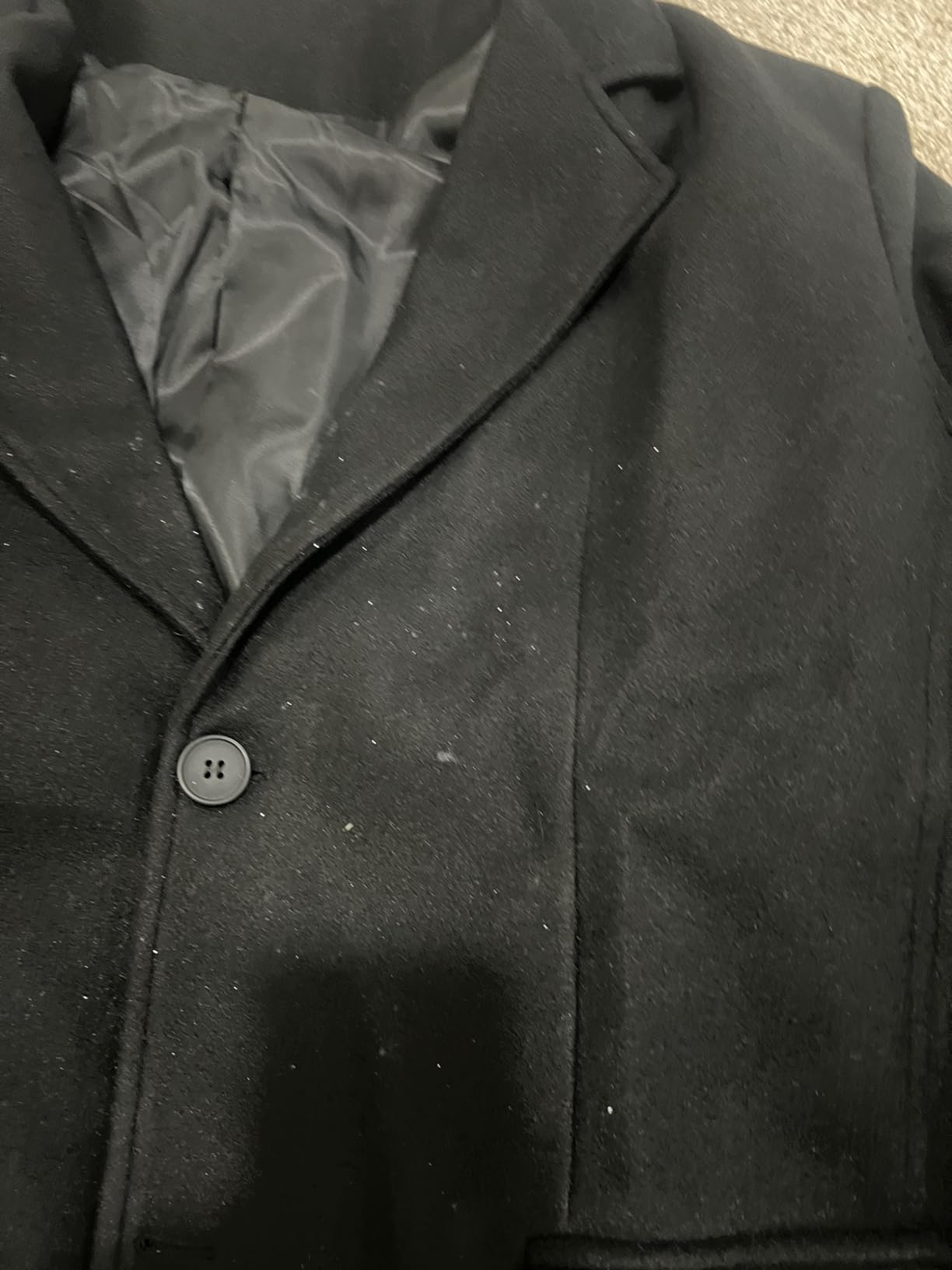 SOMTHRON Mens Trench Coat Single Breasted Long Pea Coat Overcoat | Notched Lapel, Slim Fit, Big and Tall, Business Formal Casual Suit Jacket, Winter Warm Windbreaker, Black Wool Dress Coat customer photo 1