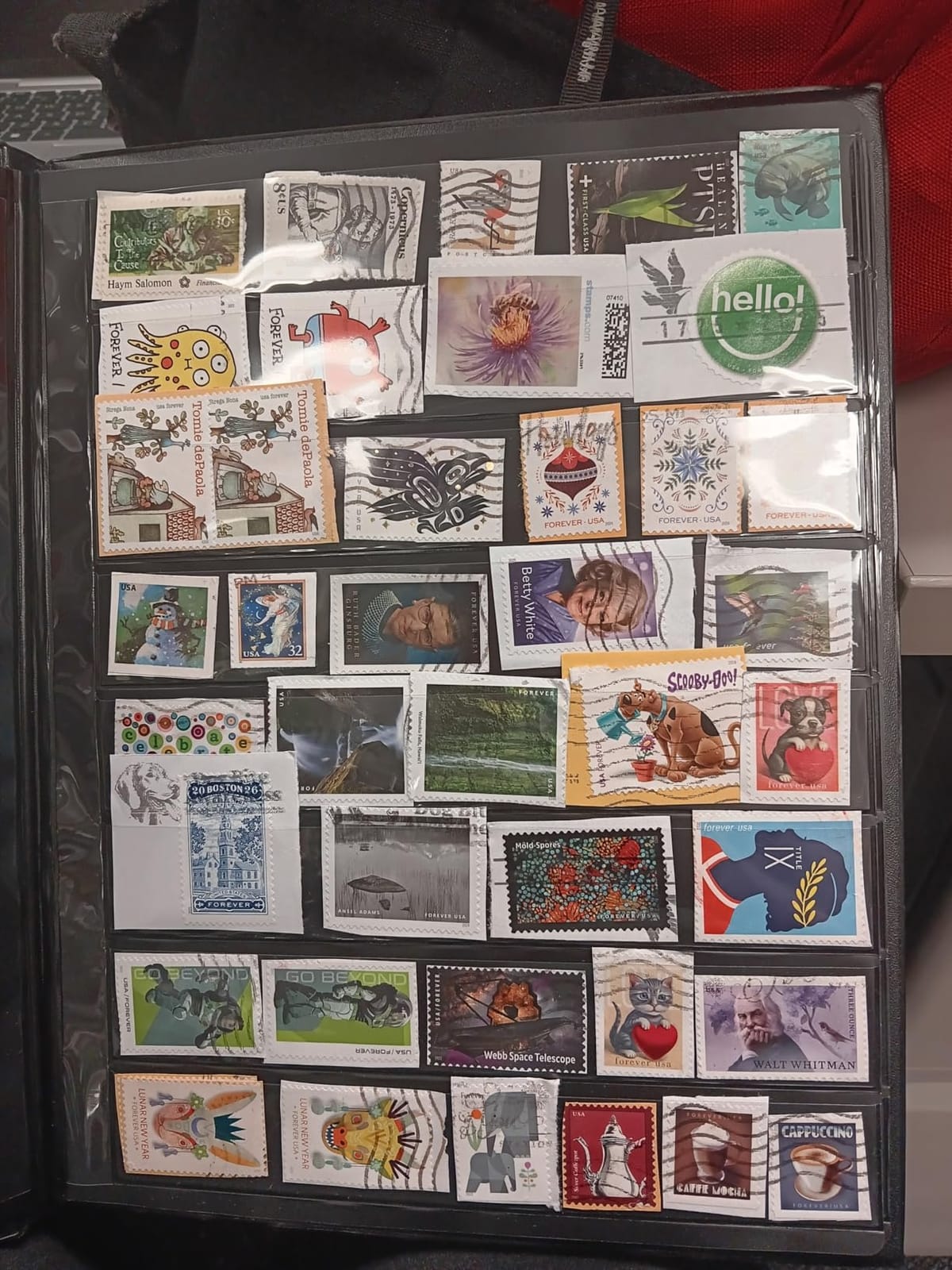 160 Pocket Stamp Album Collection 10 Sheets Double-Sided 8 Pockets/Page - Uncle Paul Stamps Collection Storage, Black Artificial Leather Cover customer photo 1