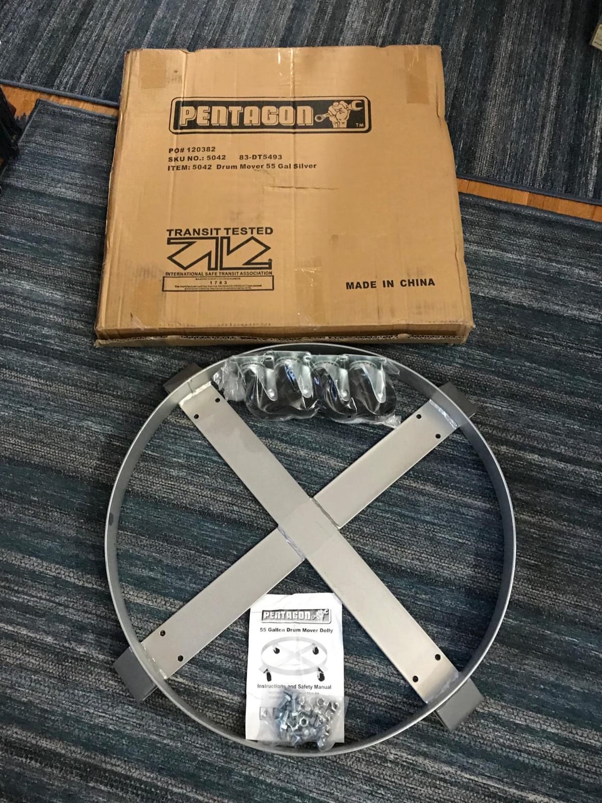 55-Gallon Drum Dolly - Heavy-Duty Steel Dolly with Cross Braces and 4 Caster Wheels – 1,000-Pound Capacity by Pentagon Tools customer photo 2