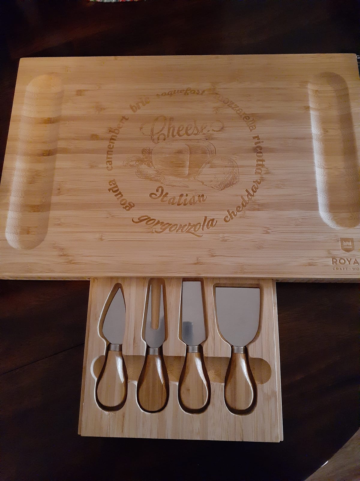 ROYAL CRAFT WOOD Bamboo Cheese Board and Knife Set with Serving Tray customer photo 1