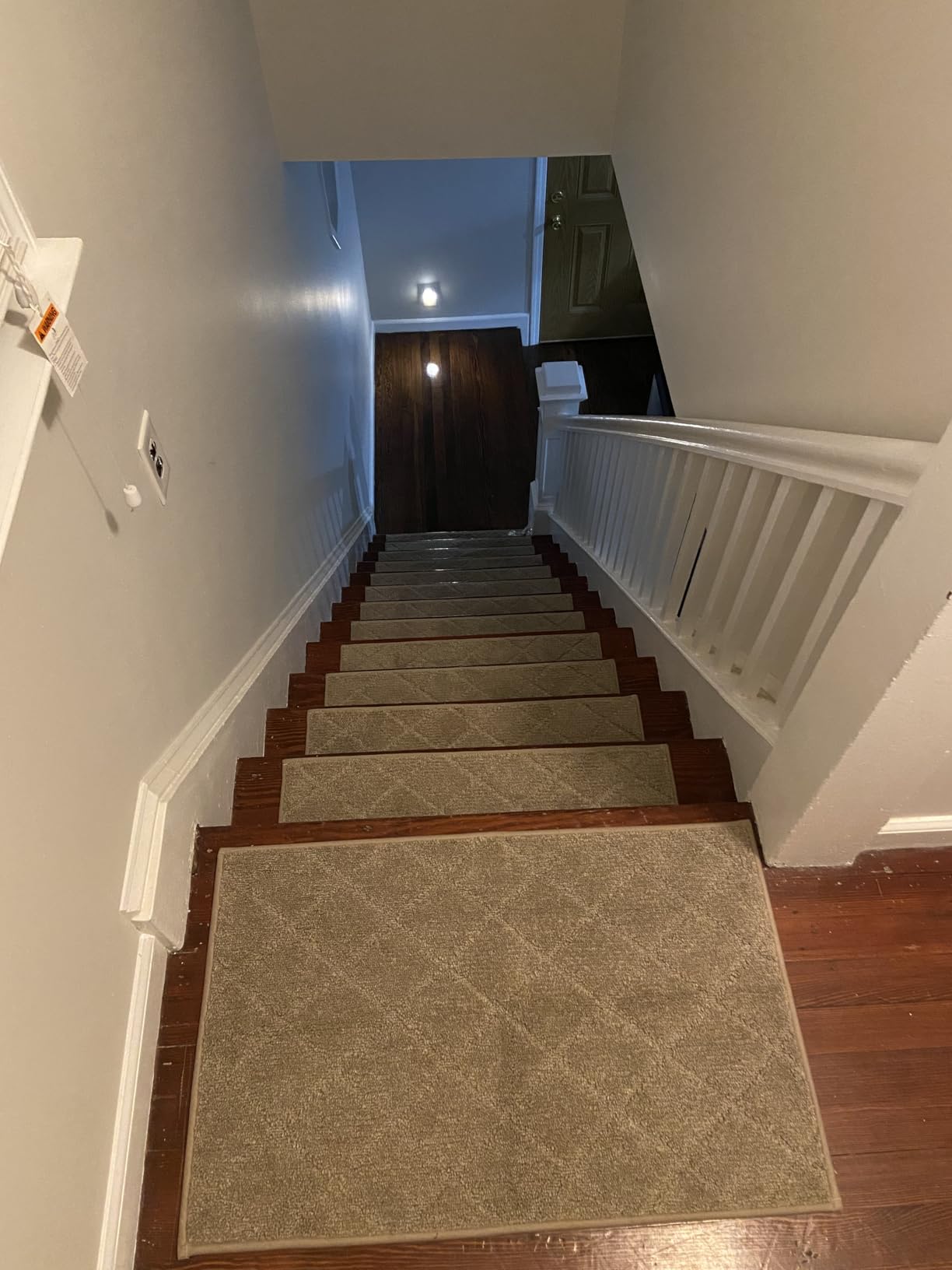 COSY HOMEER Edging Stair Treads Non-Slip Carpet Mat 28inX9in,15pc,Beige | Indoor Stair Runner for Wooden Steps,Washable Adhesive Stairs Rugs for Kid,Elder,Dog,Polyester Carpet Stair Treads,TPE Back customer photo 2